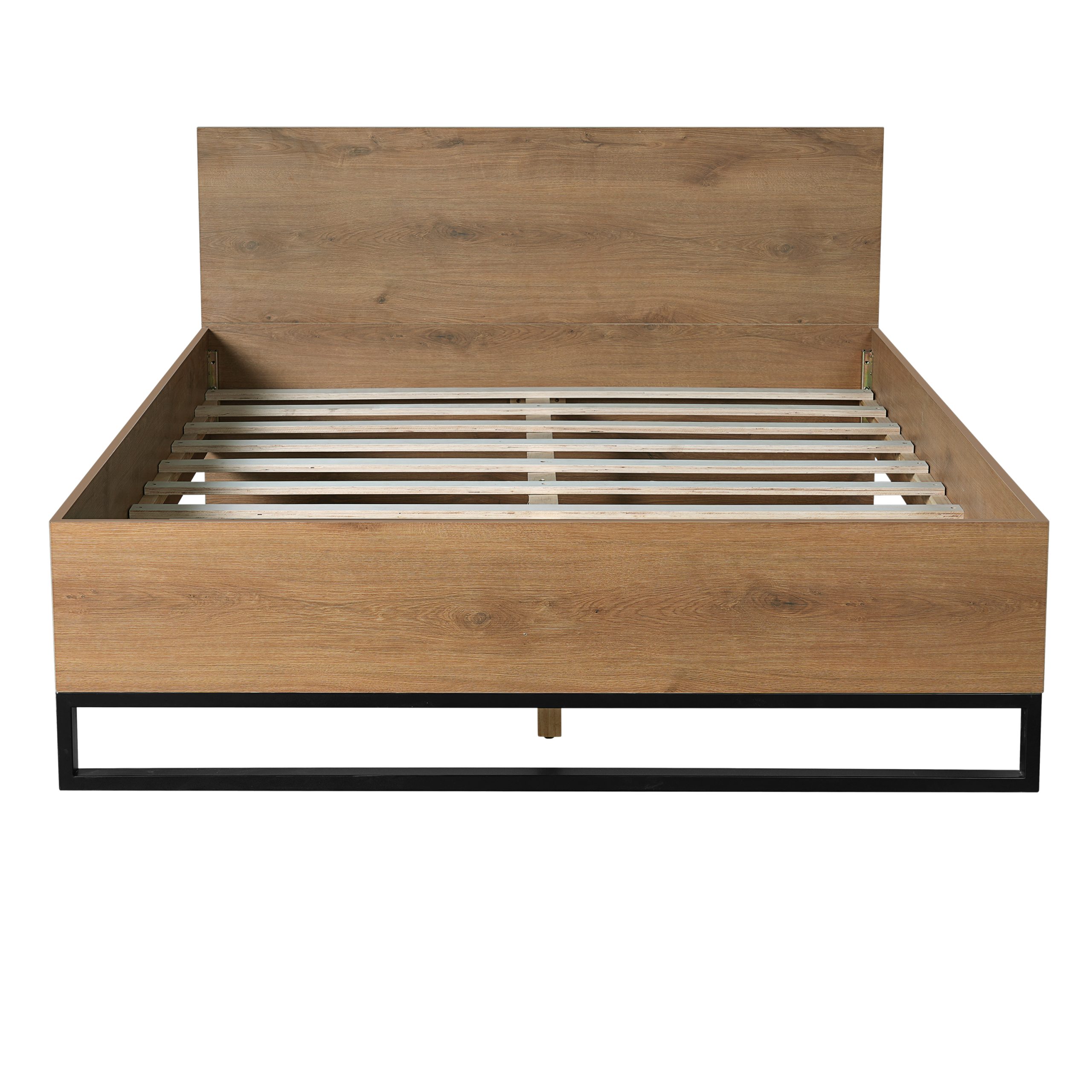 ENGINEERED WOOD BED FRAME QUEEN SIZE,NATURAL & BLACK COLOR - Image 5