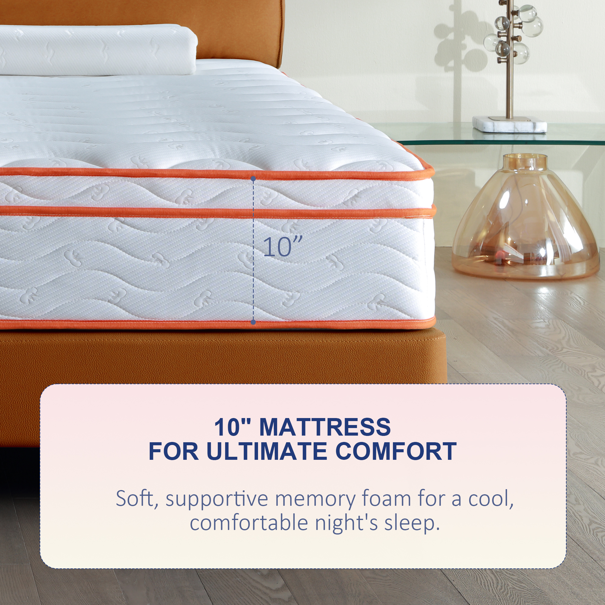 10 inch Hybrid Mattress in a Box,Individual Pocket coil, Medium Firm, Memory Foam Mattress with CertiPUR-US Certified Foam - Image 2