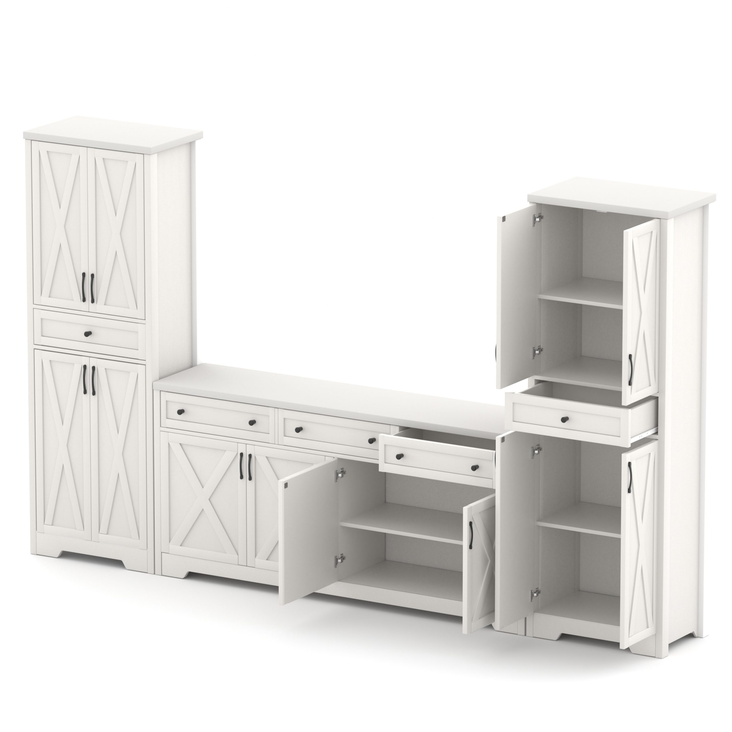 66 inch TV cabinet for living room, multifunctional combination TV cabinet, large capacity storage cabinet, can be used in living room, bedroom, office area, white, 66.1''L x 15''W x 30''H. - Image 3