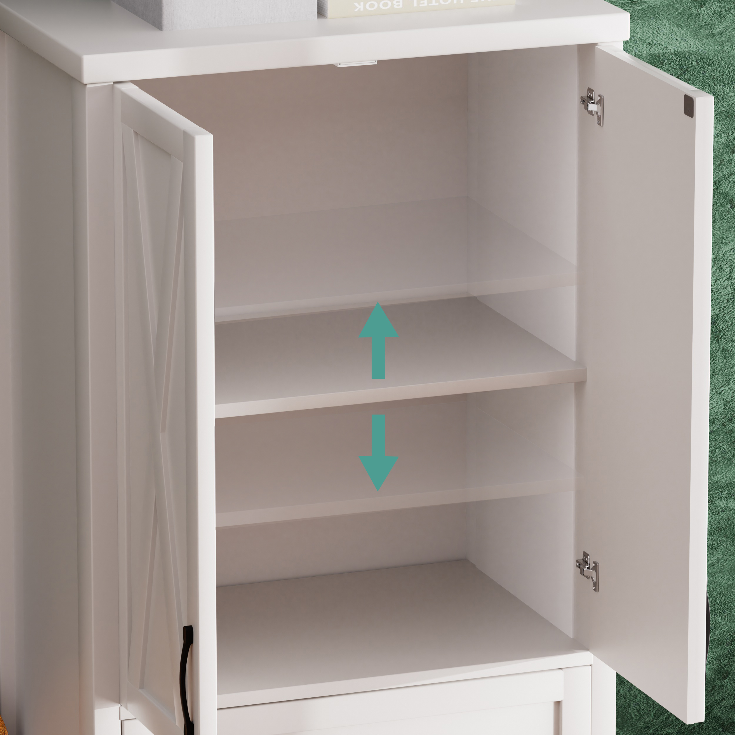 66 inch TV cabinet for living room, multifunctional combination TV cabinet, large capacity storage cabinet, can be used in living room, bedroom, office area, white, 66.1''L x 15''W x 30''H. - Image 4