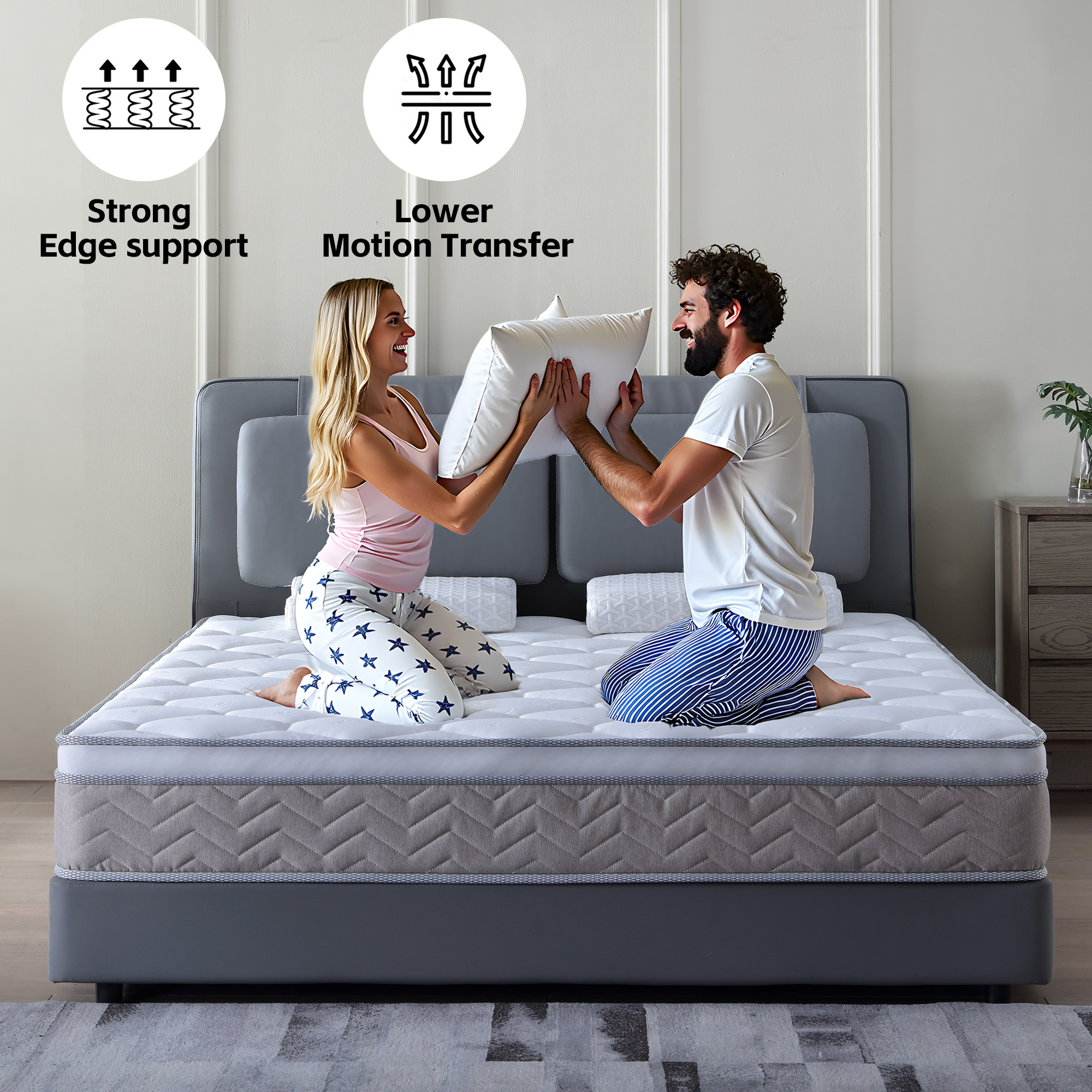 Medium Firm 12 Inch Memory Foam Mattress Pocket Spring Hybrid Mattress Pressure Relief Breathable Mattress In A Box - Image 4