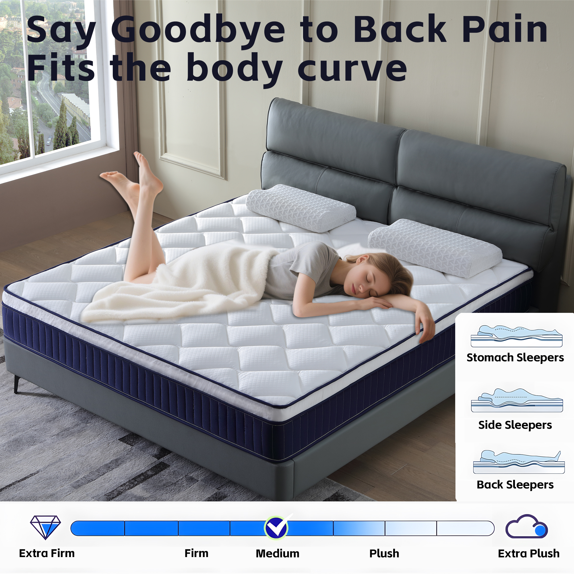 10 Inch Plush Memory Foam Pocket Spring Hybrid Mattress In A Box With Certipur-US Certified Memory Foam - Image 3