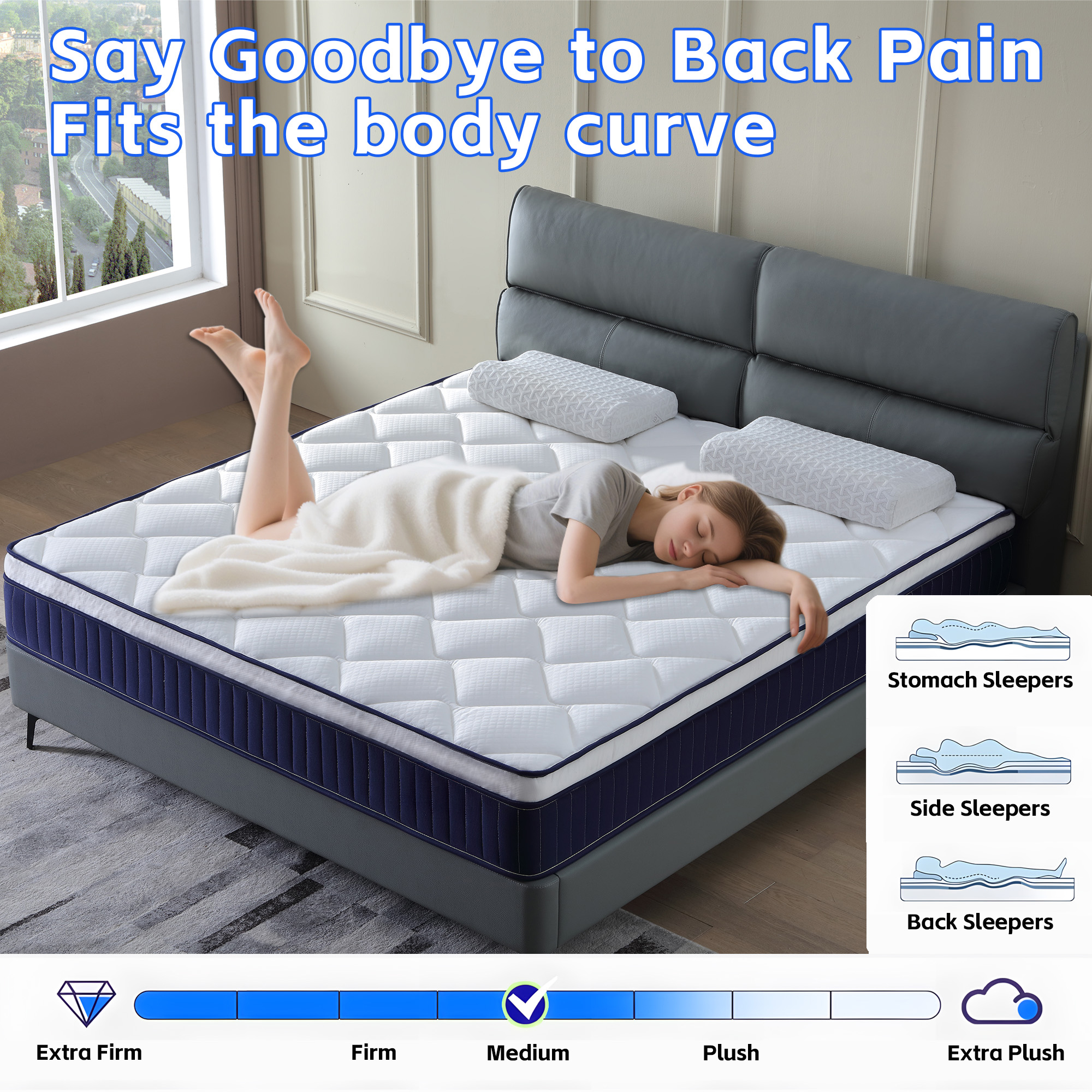 Cool 10 Inch Plush Gel Memory Foam Pocket Spring Hybrid Mattress In A Box With Certipur-US Certified Memory Foam - Image 4
