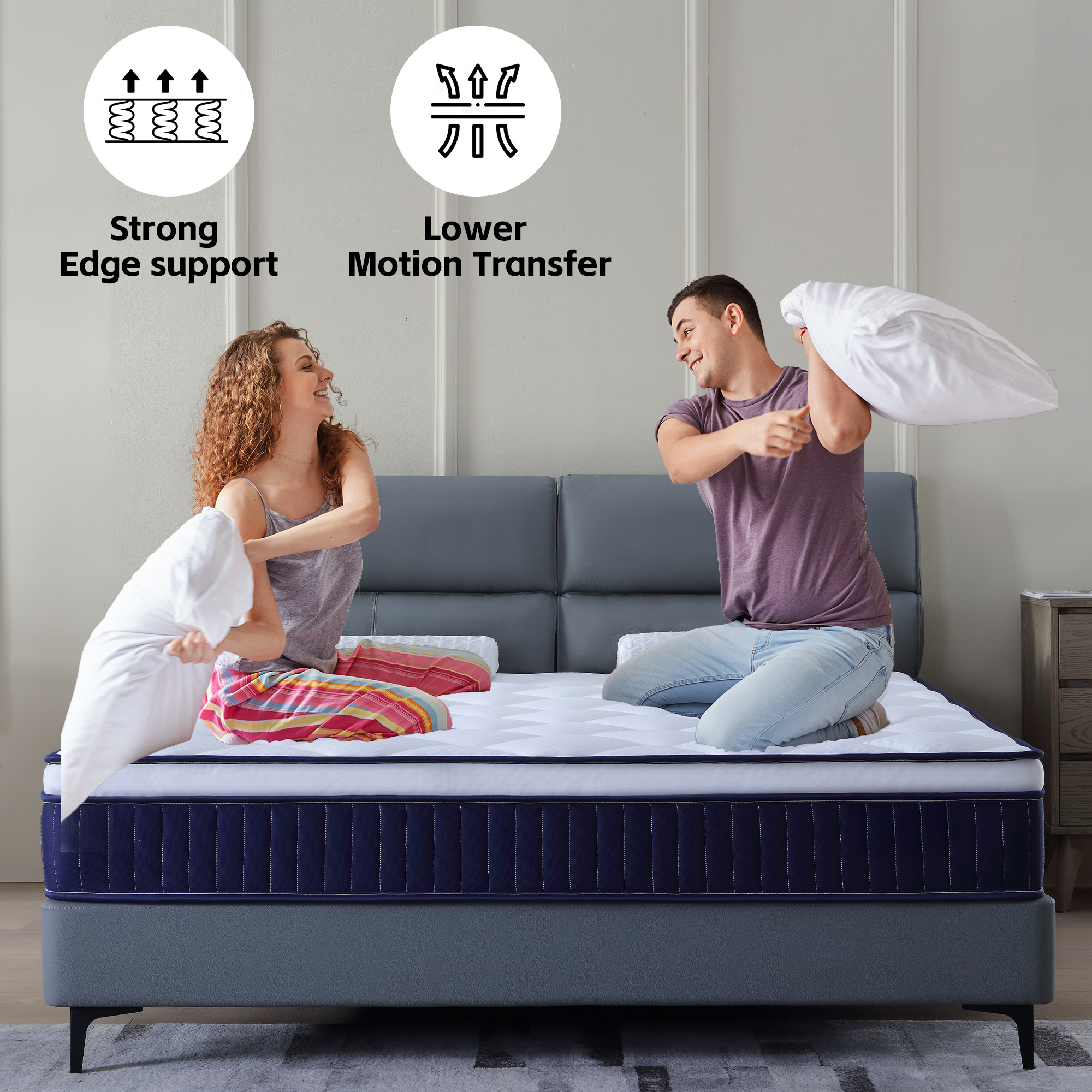 Cool 10 Inch Plush Gel Memory Foam Pocket Spring Hybrid Mattress In A Box With Certipur-US Certified Memory Foam - Image 6