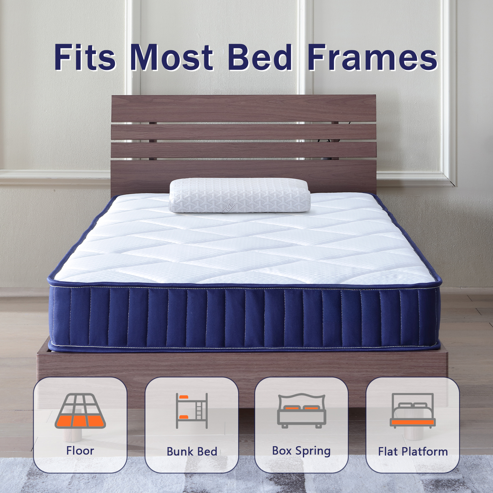 Twin Mattress 6 Inch, Twin Size Mattresses Hybrid Innerspring Mattress in a Box, Twin Foam Spring Mattress with Motion Isolation & Pressure Relief for Twin Bed Frames, Medium Soft, White+Blue - Image 4