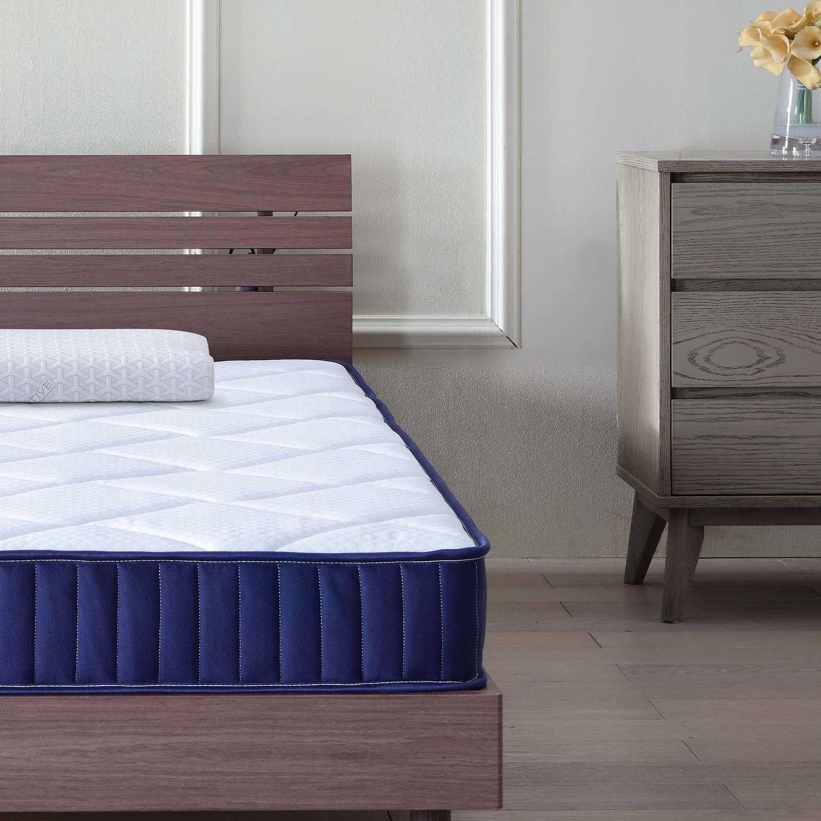 Twin Mattress 6 Inch, Twin Size Mattresses Hybrid Innerspring Mattress in a Box, Twin Foam Spring Mattress with Motion Isolation & Pressure Relief for Twin Bed Frames, Medium Soft, White+Blue - Image 5