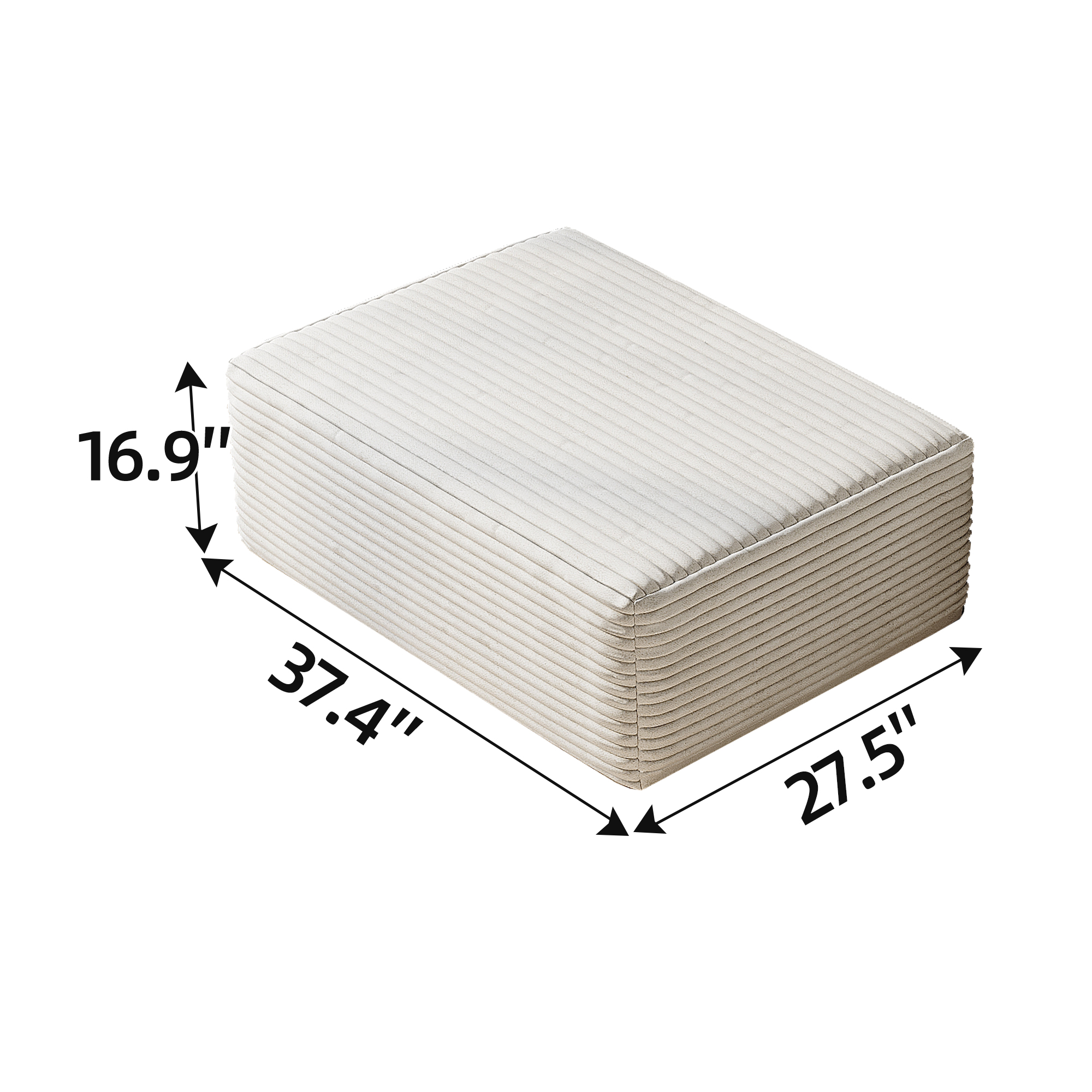 37.40"Sofa ottoman ,No Assembly Required,White(Plush Corduroy Fabric) - Image 3