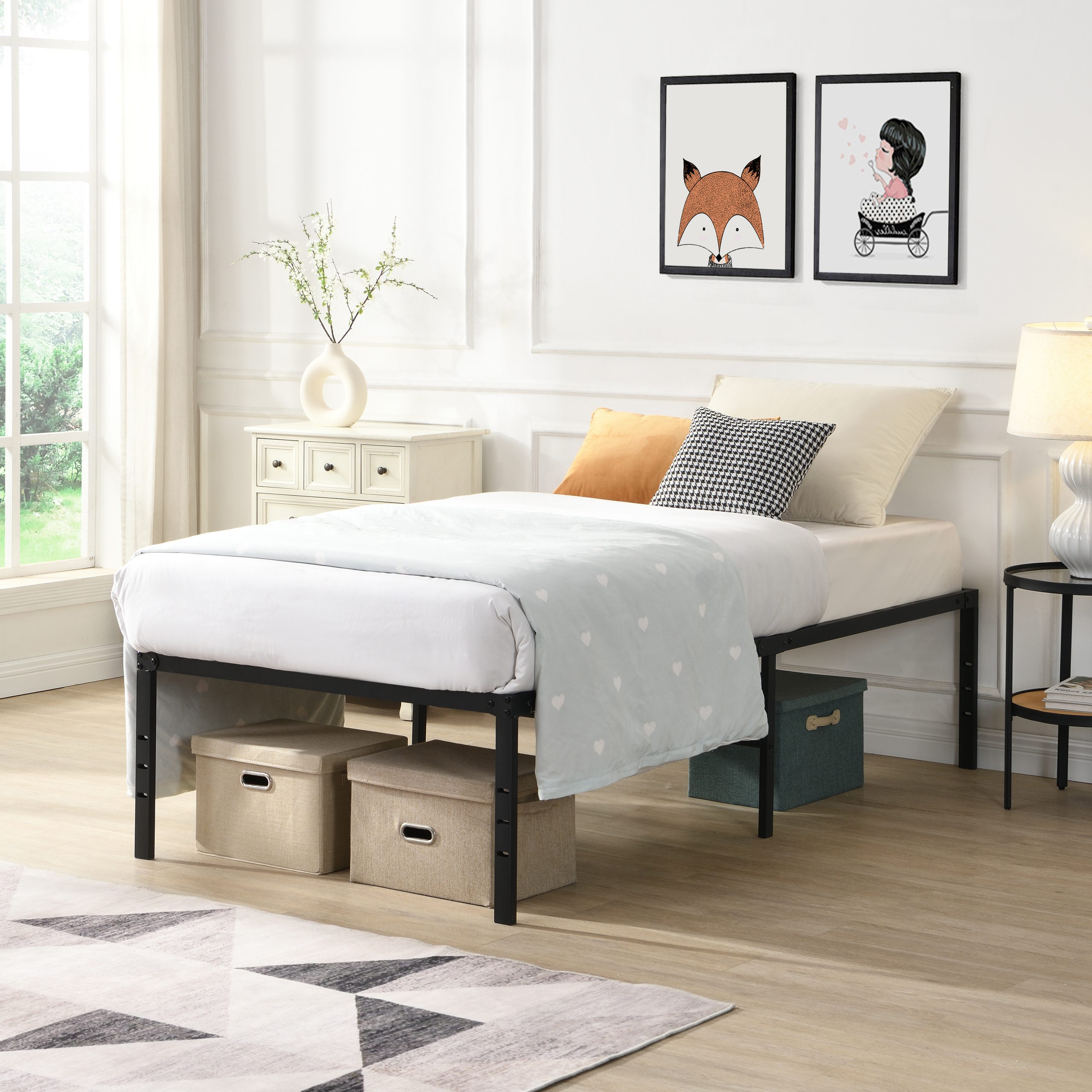 Twin Size Bed Frame , Heavy Duty Metal Bed Frame , Quick & Easy Assembly, No Noise, BlackTWIN - Image 2