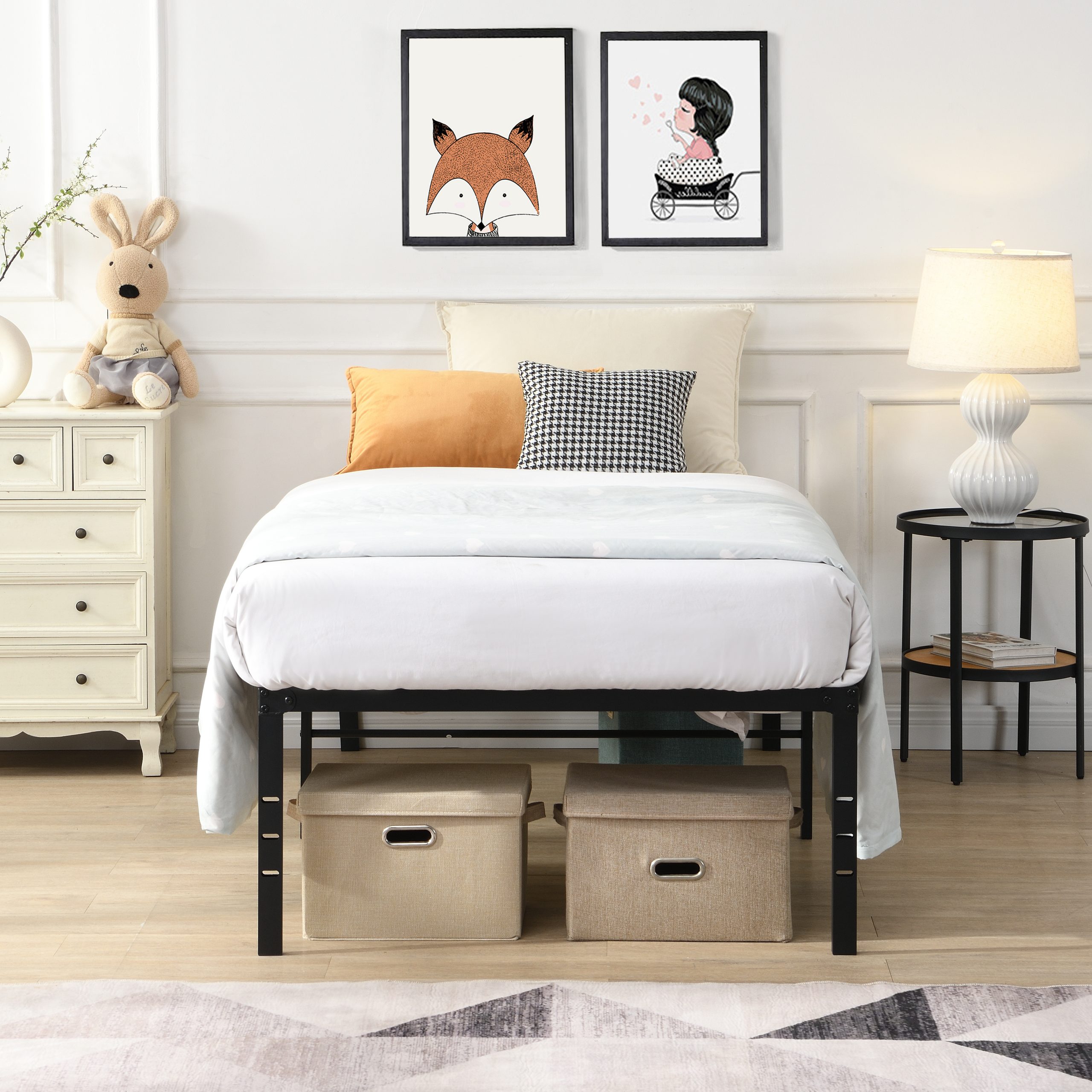 Twin Size Bed Frame , Heavy Duty Metal Bed Frame , Quick & Easy Assembly, No Noise, BlackTWIN - Image 3