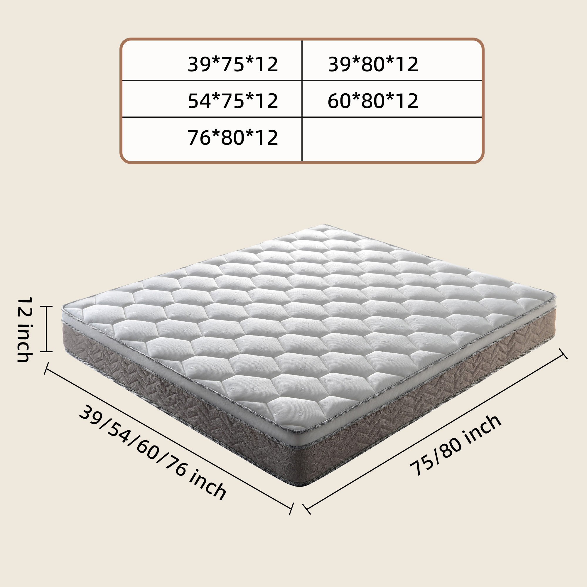 12 inch Hybrid Mattress in a Box,Individual Pocket coil, Medium Firm, Memory Foam Mattress - Image 6