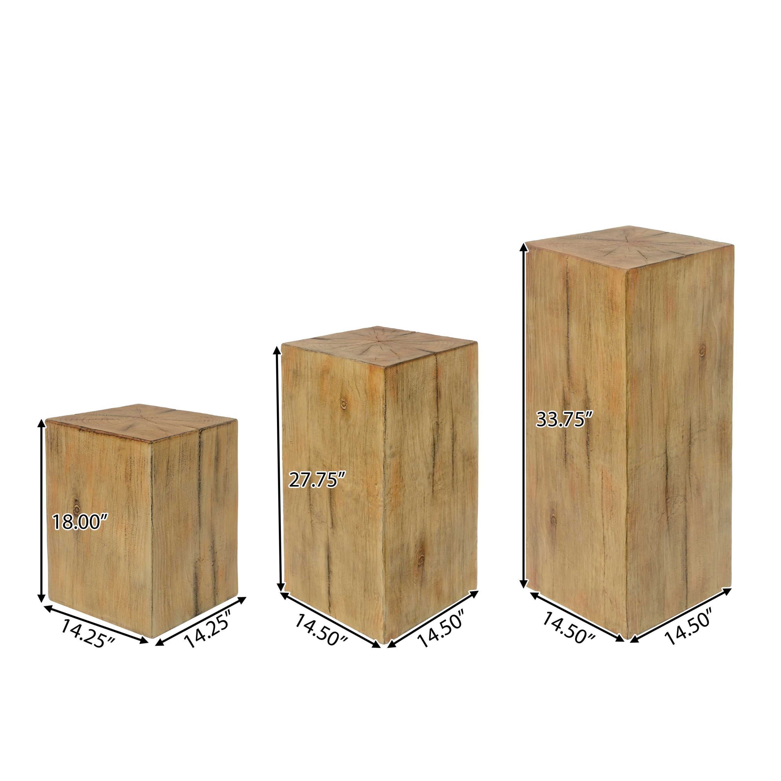 Retro natural style Side Table Set ,Stackable End Tables,Square-Column MGO Side Table for for Living Room, Bedroom, Office, Natural Color - Image 2