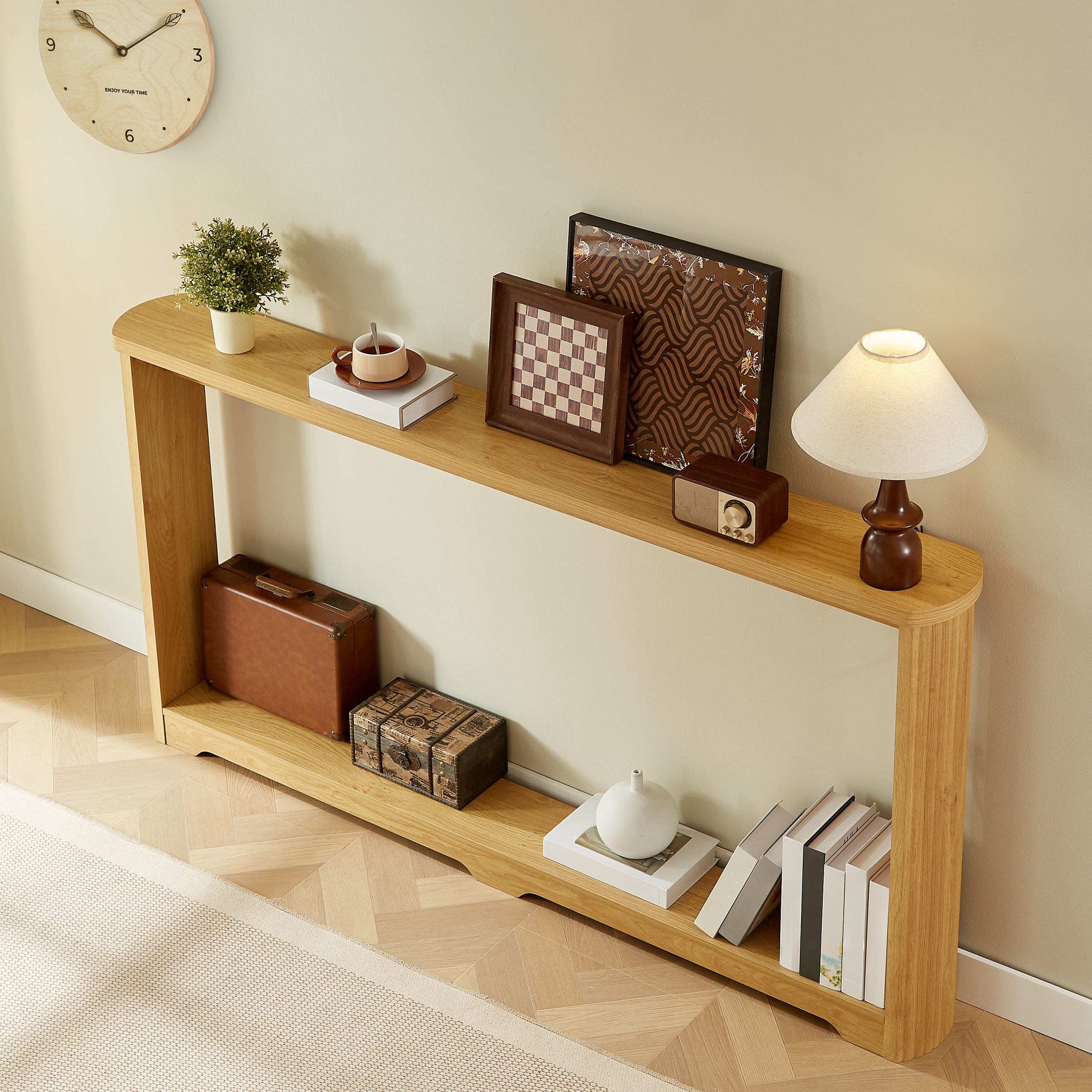 70.1"corrugated texture storage table for entranceways, narrow wooden console sofa table, can be placed behind the sofa, suitable for entranceways, corridors, and front door.Natura.70.1"L*8.7"W*35.5"H - Image 3