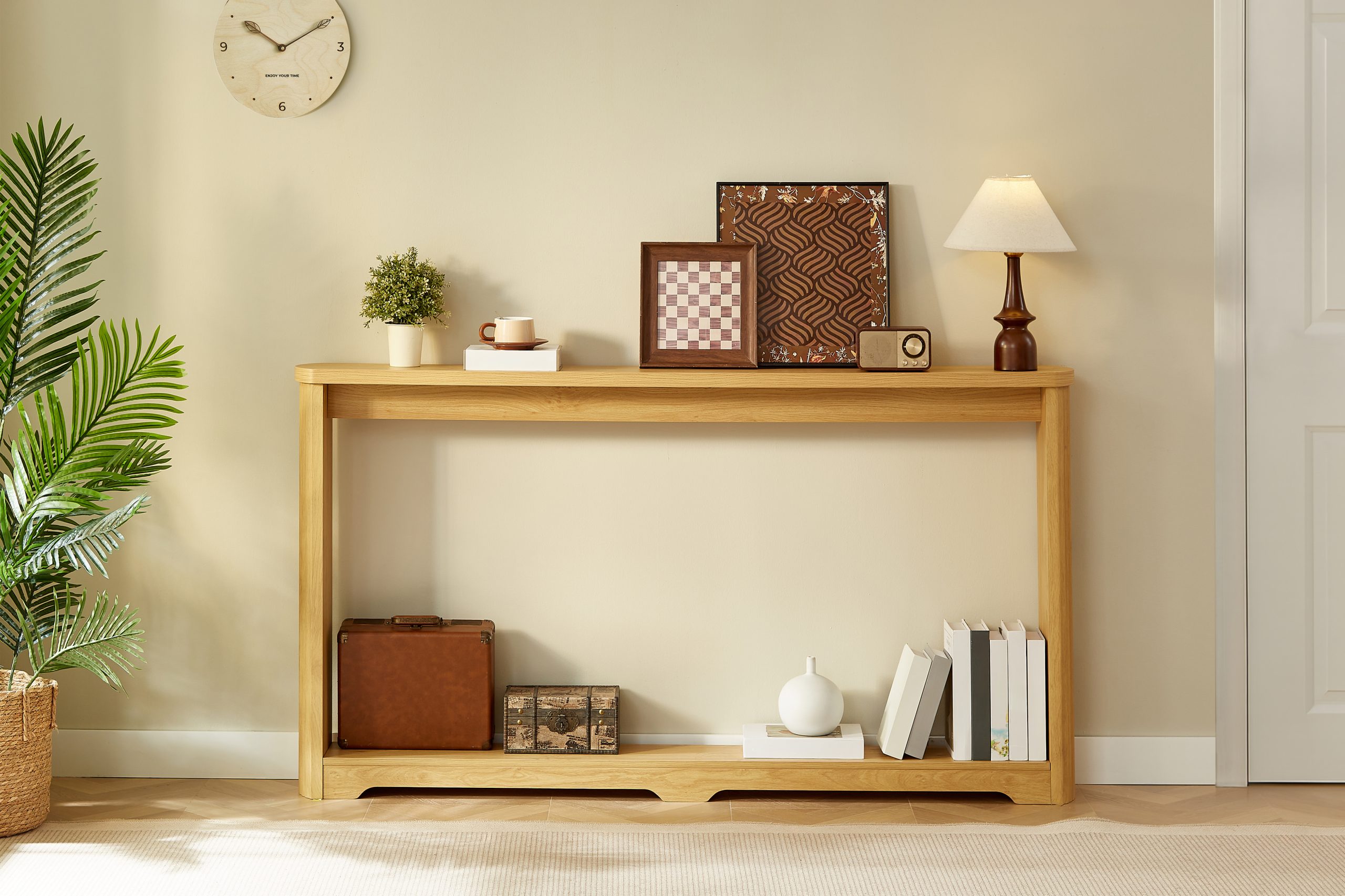 70.1"corrugated texture storage table for entranceways, narrow wooden console sofa table, can be placed behind the sofa, suitable for entranceways, corridors, and front door.Natura.70.1"L*8.7"W*35.5"H - Image 4