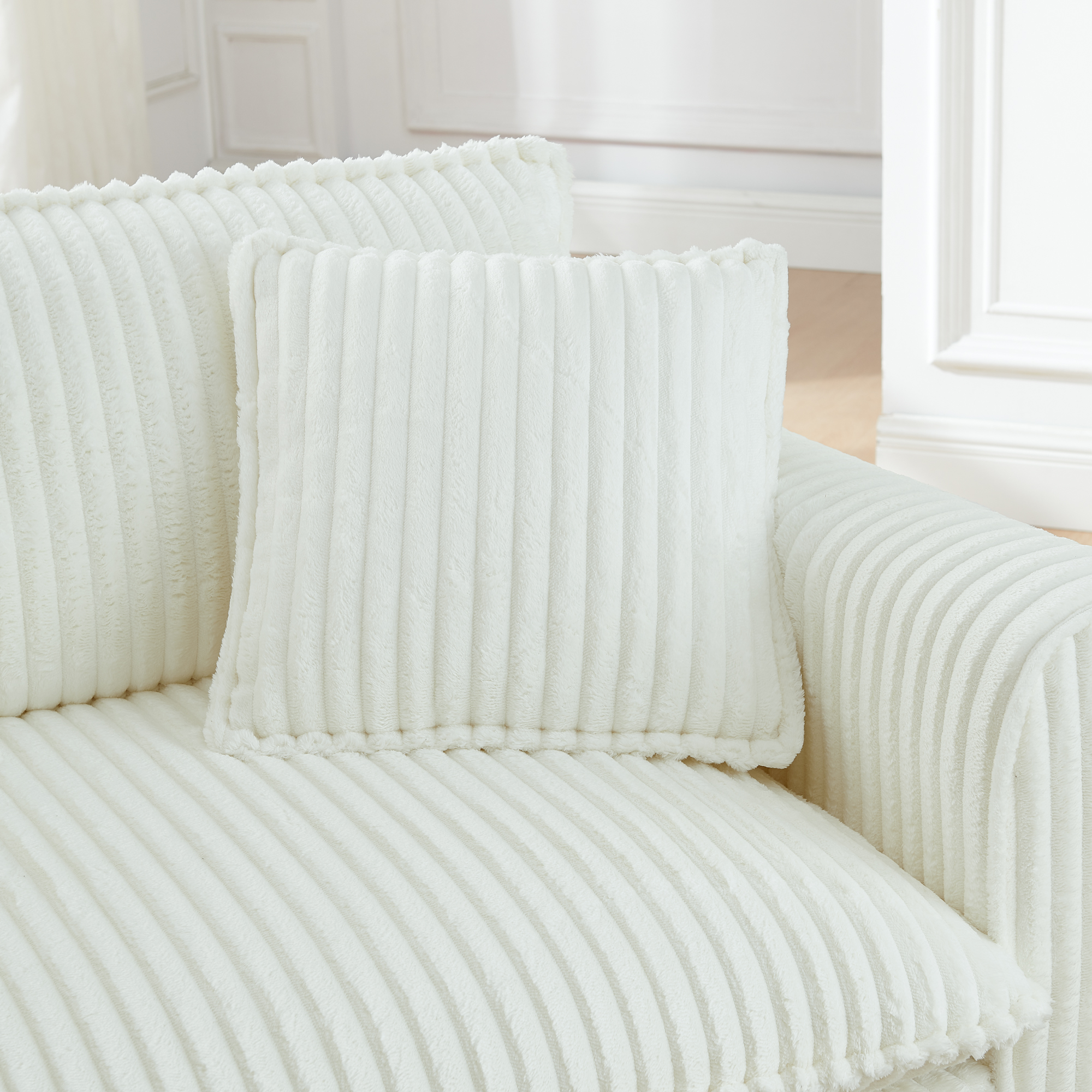 Lazy sofa chair, comfortable single-person sofa chair, with a backrest and soft seat cushion, having armrests on both sides, suitable for living room and bedroom - Beige - Image 4