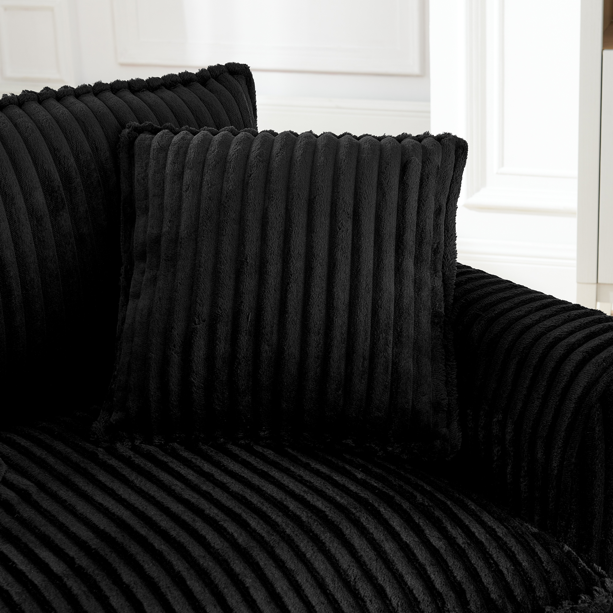 Lazy sofa chair, comfortable single-person sofa chair, with a backrest and soft seat cushion, having armrests on both sides, suitable for living room and bedroom - Black - Image 3