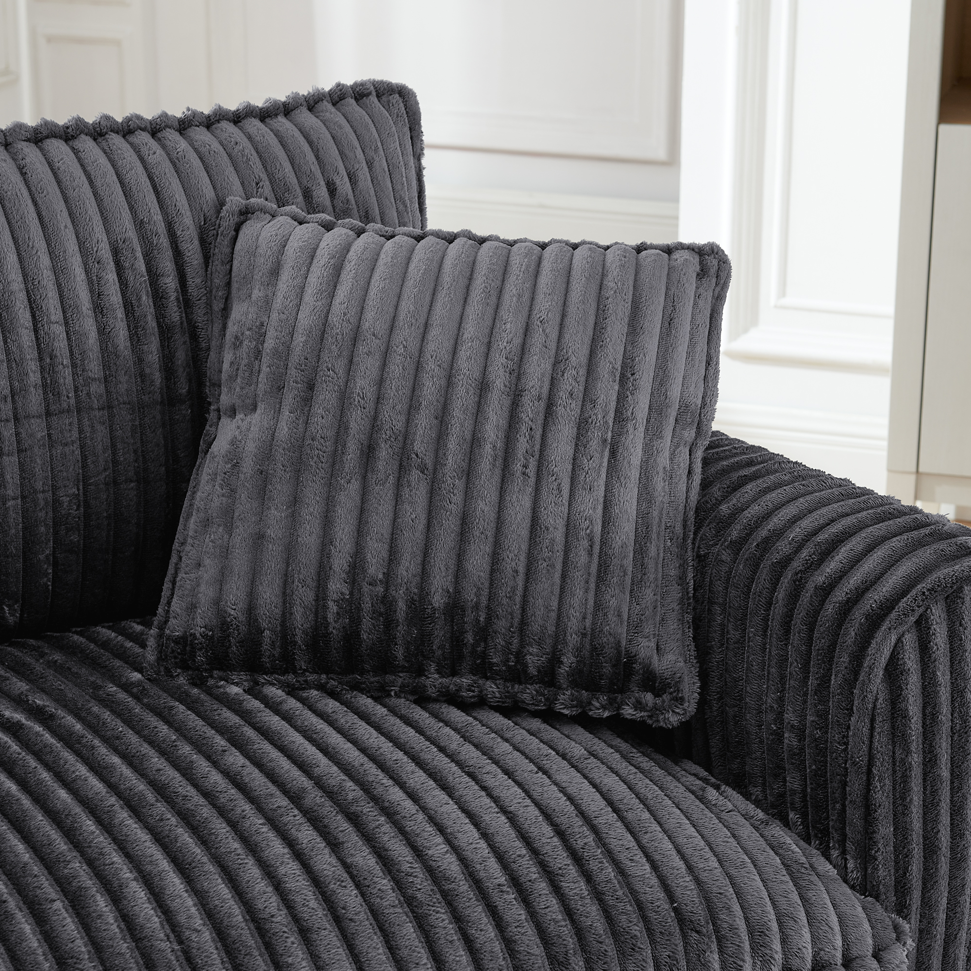 Lazy sofa chair, comfortable single-person sofa chair, with a backrest and soft seat cushion, having armrests on both sides, suitable for living room and bedroom - Grey - Image 3