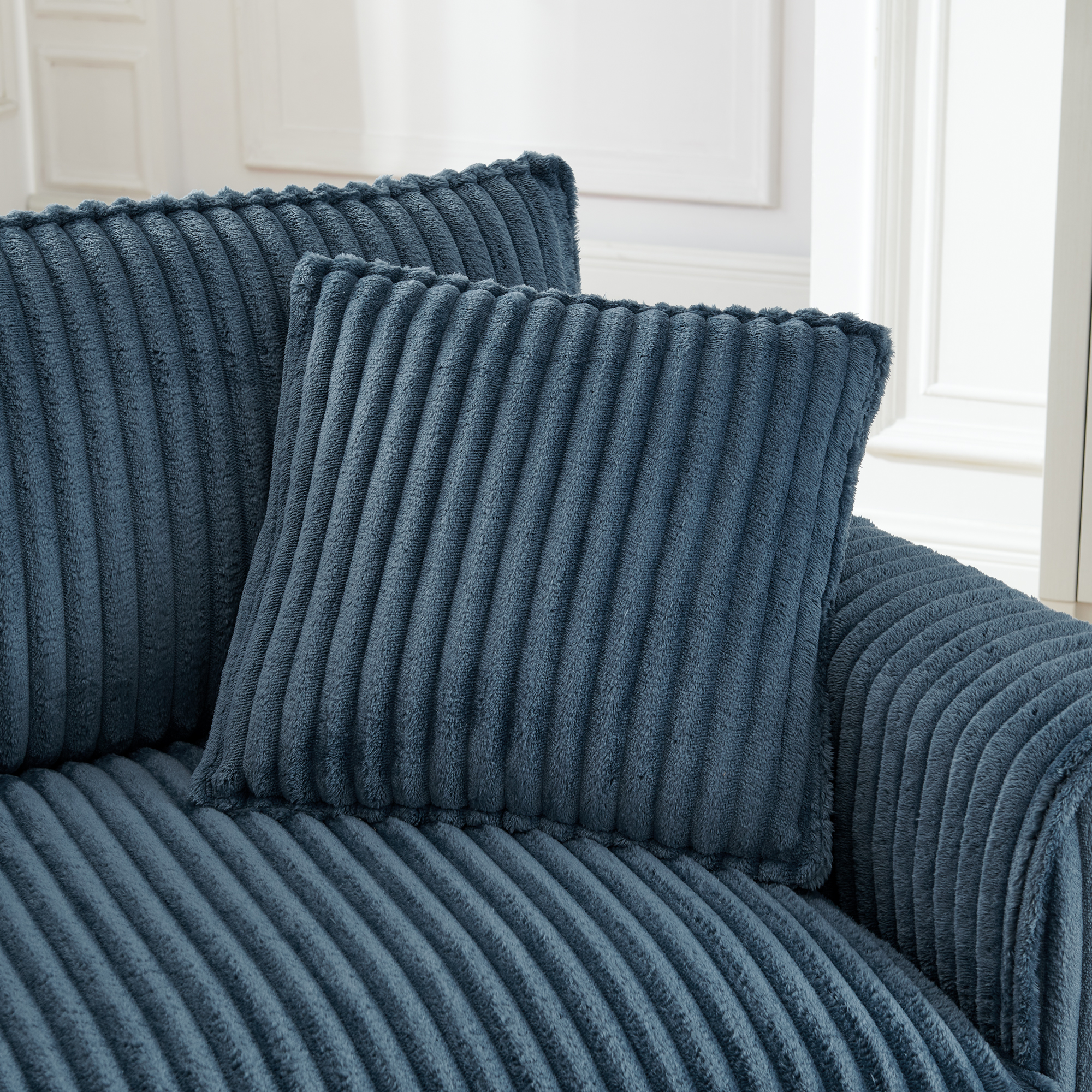 Lazy sofa chair, comfortable single-person sofa chair, with a backrest and soft seat cushion, having armrests on both sides, suitable for living room and bedroom - Blue - Image 3