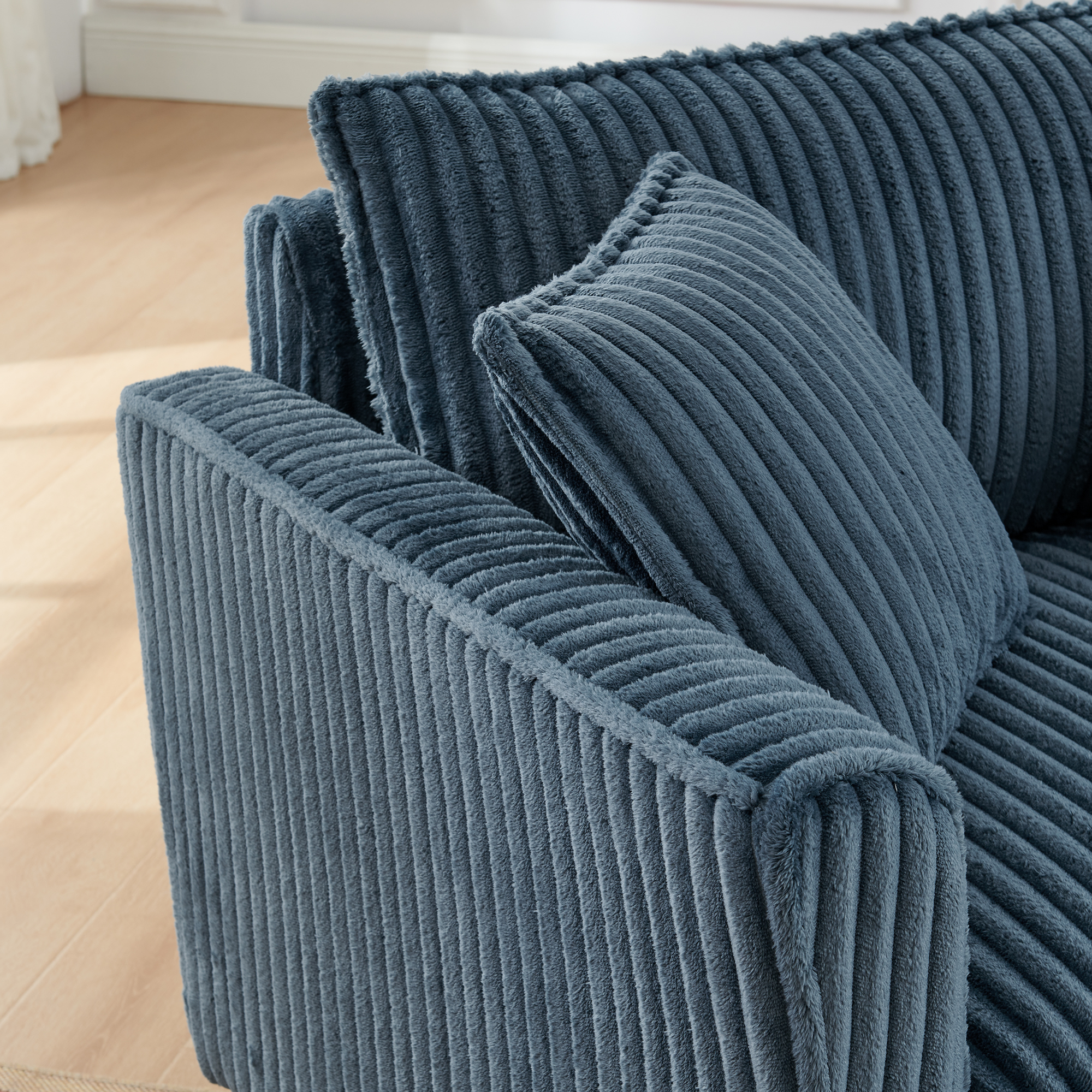 Lazy sofa chair, comfortable single-person sofa chair, with a backrest and soft seat cushion, having armrests on both sides, suitable for living room and bedroom - Blue - Image 4
