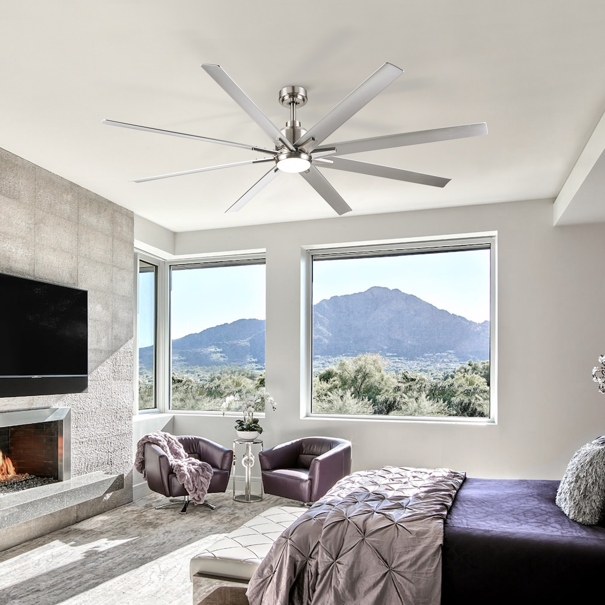 Smart 72" Integrated LED Ceiling Fan with Silver Blades in Brushed Nickel Finish - Image 2