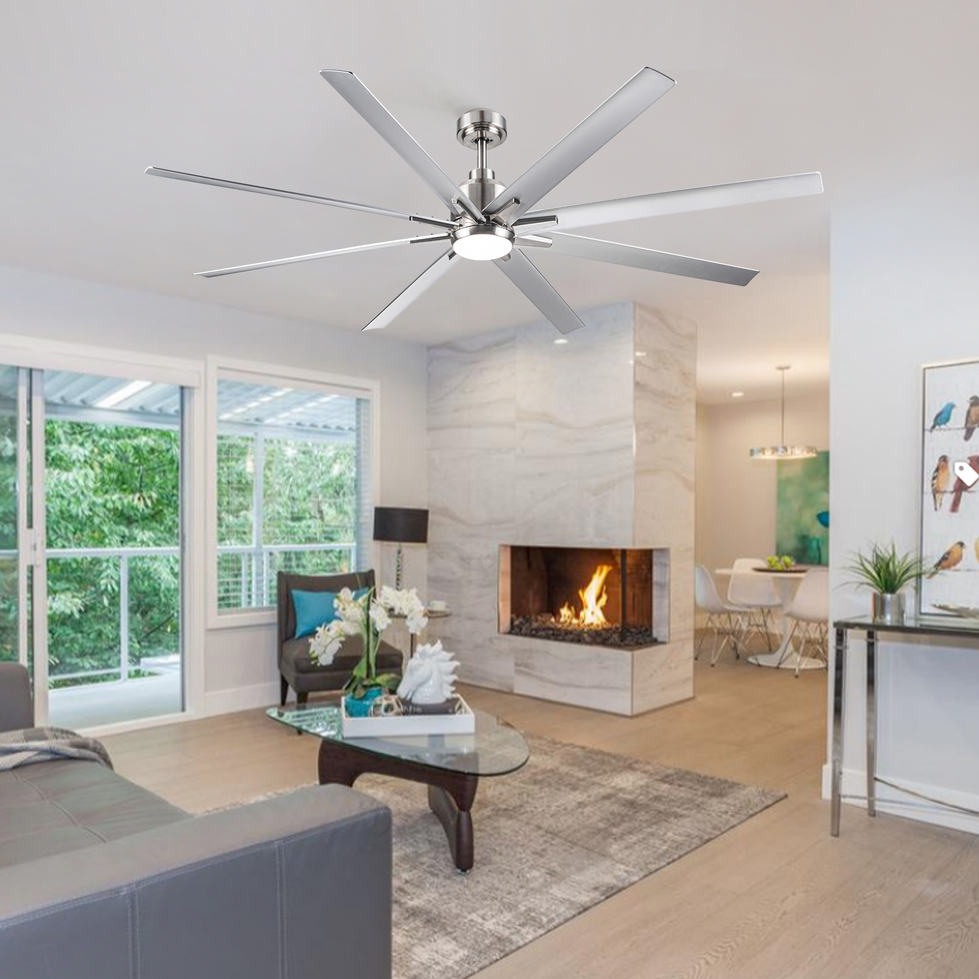 Smart 72" Integrated LED Ceiling Fan with Silver Blades in Brushed Nickel Finish - Image 3