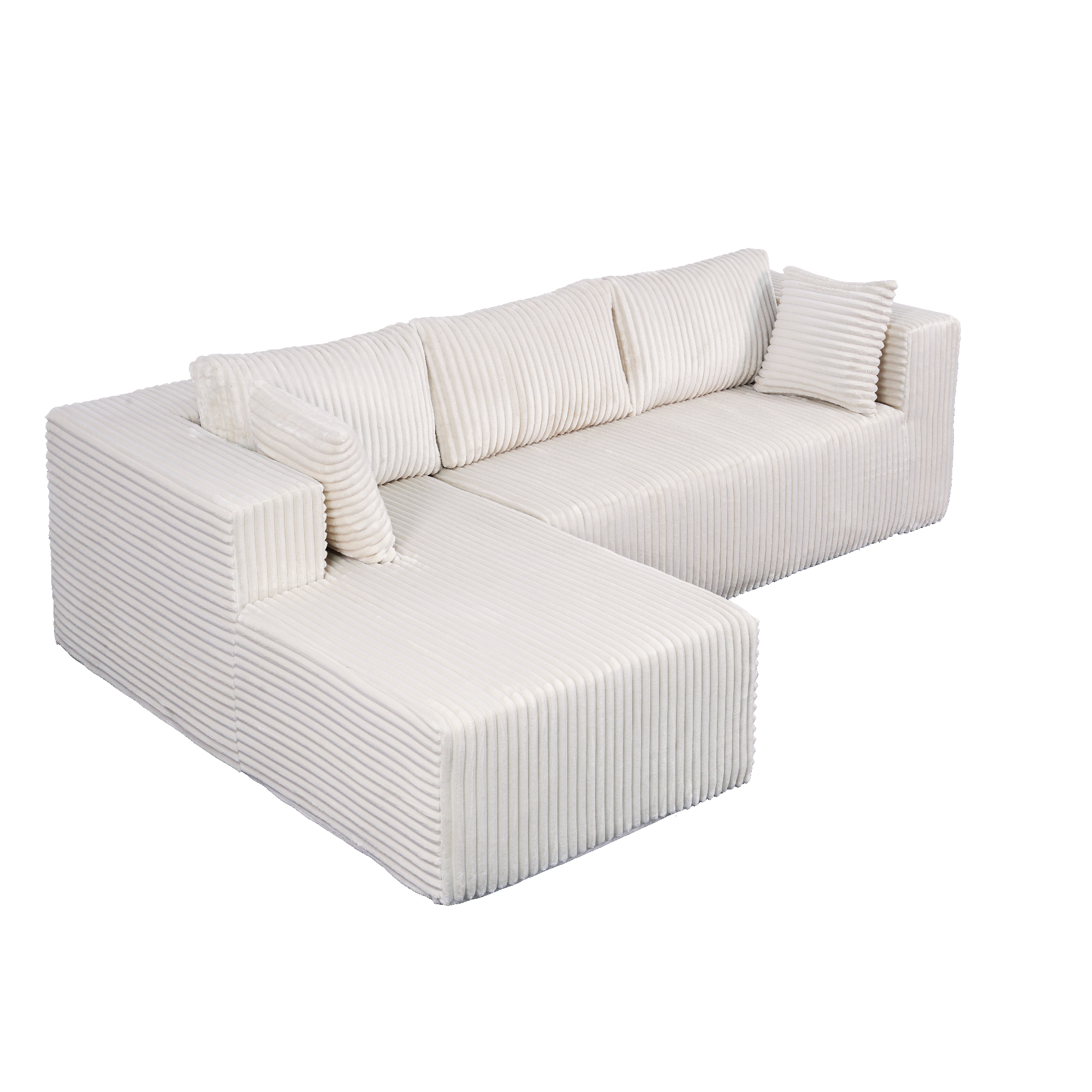 105" L-Shaped Modular Compression Sofa, Plush Upholstery, All-Foam Structure (No Springs),Vacuum-Packed, Space-Saving for Living Room, Bedroom, Apartment (Right Chaise) - Image 2