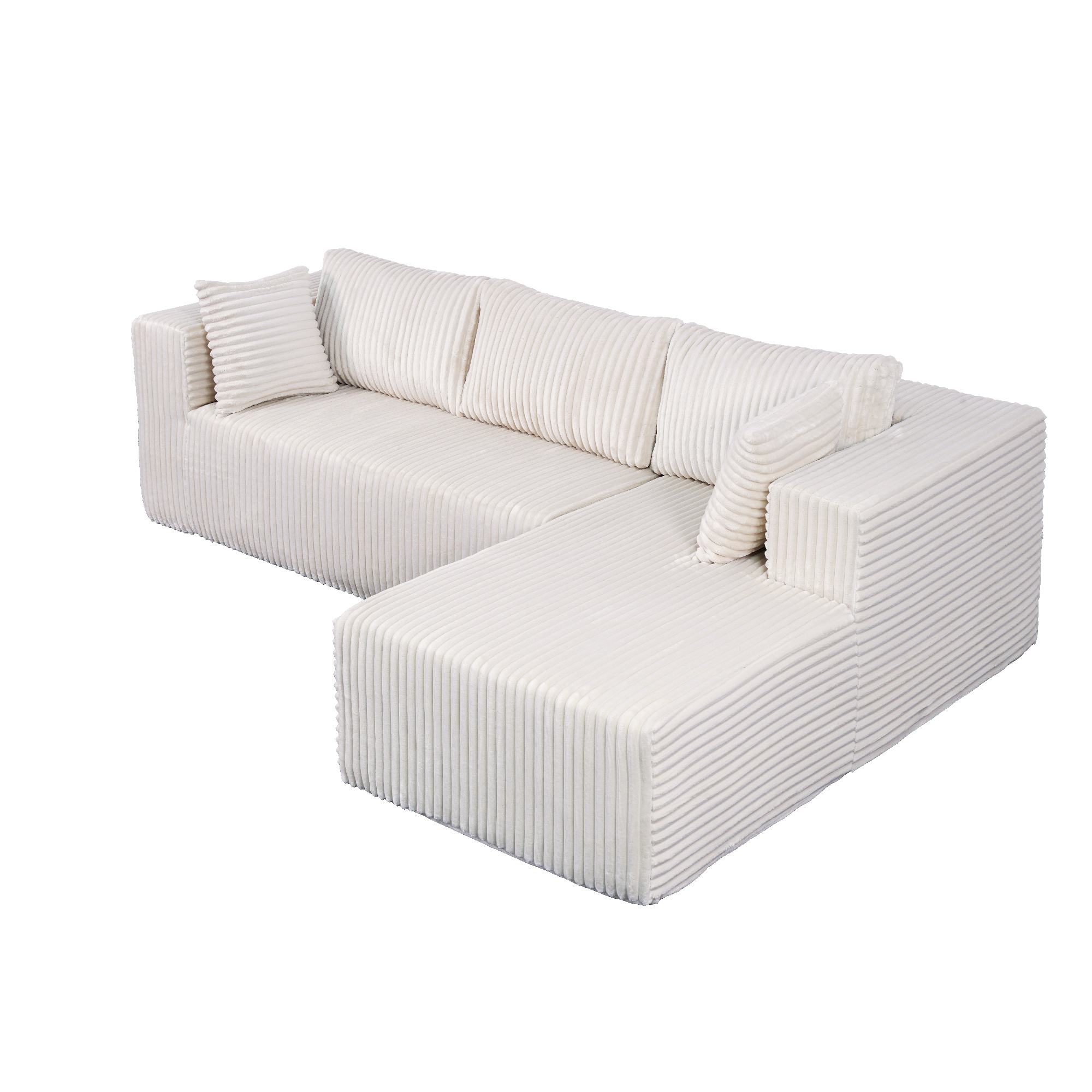 105" L-Shaped Modular Compression Sofa, Plush Upholstery, All-Foam Structure (No Springs), Vacuum-Packed, Space-Saving for Living Room, Bedroom, Apartment (Left Chaise) - Image 2