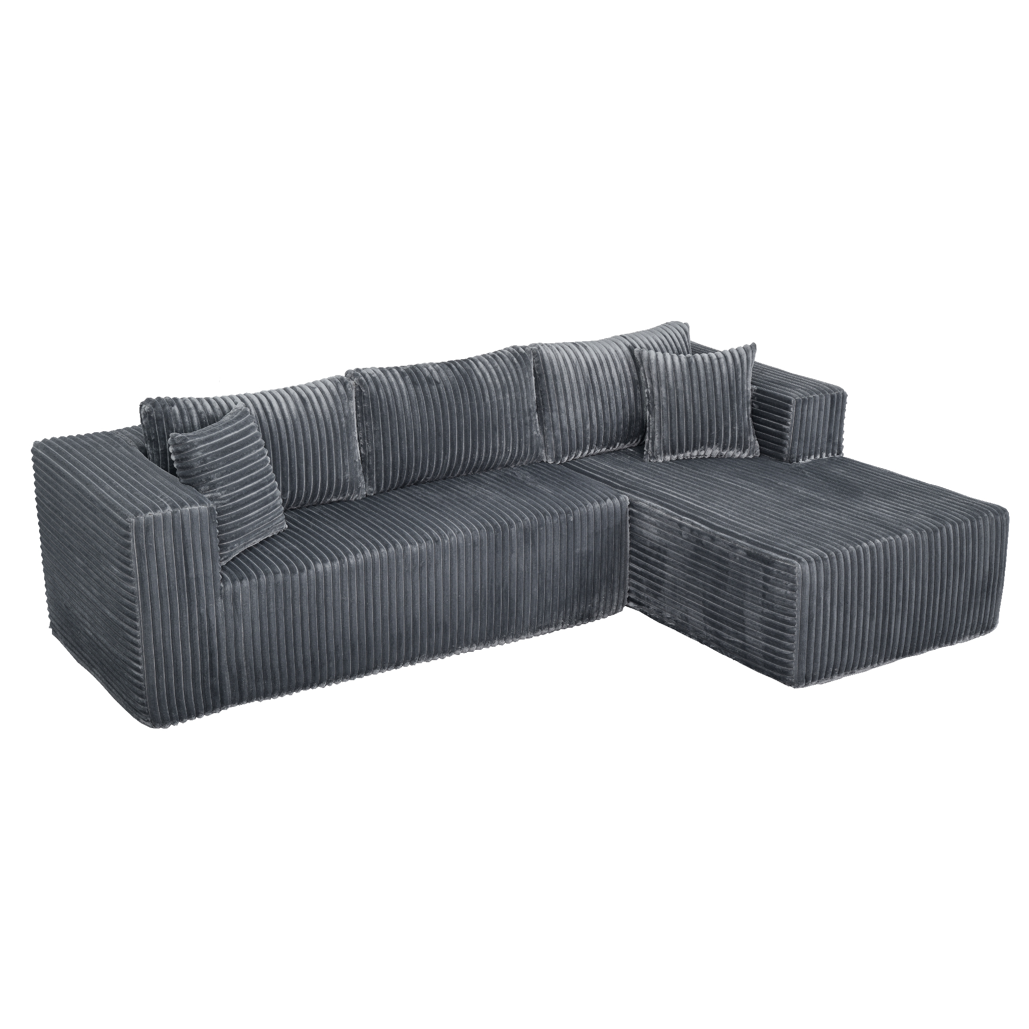 105" L-Shaped Modular Compression Sofa, Plush Upholstery, All-Foam Structure (No Springs), Vacuum-Packed, Space-Saving for Living Room, Bedroom, Apartment (Left Chaise) - Image 2