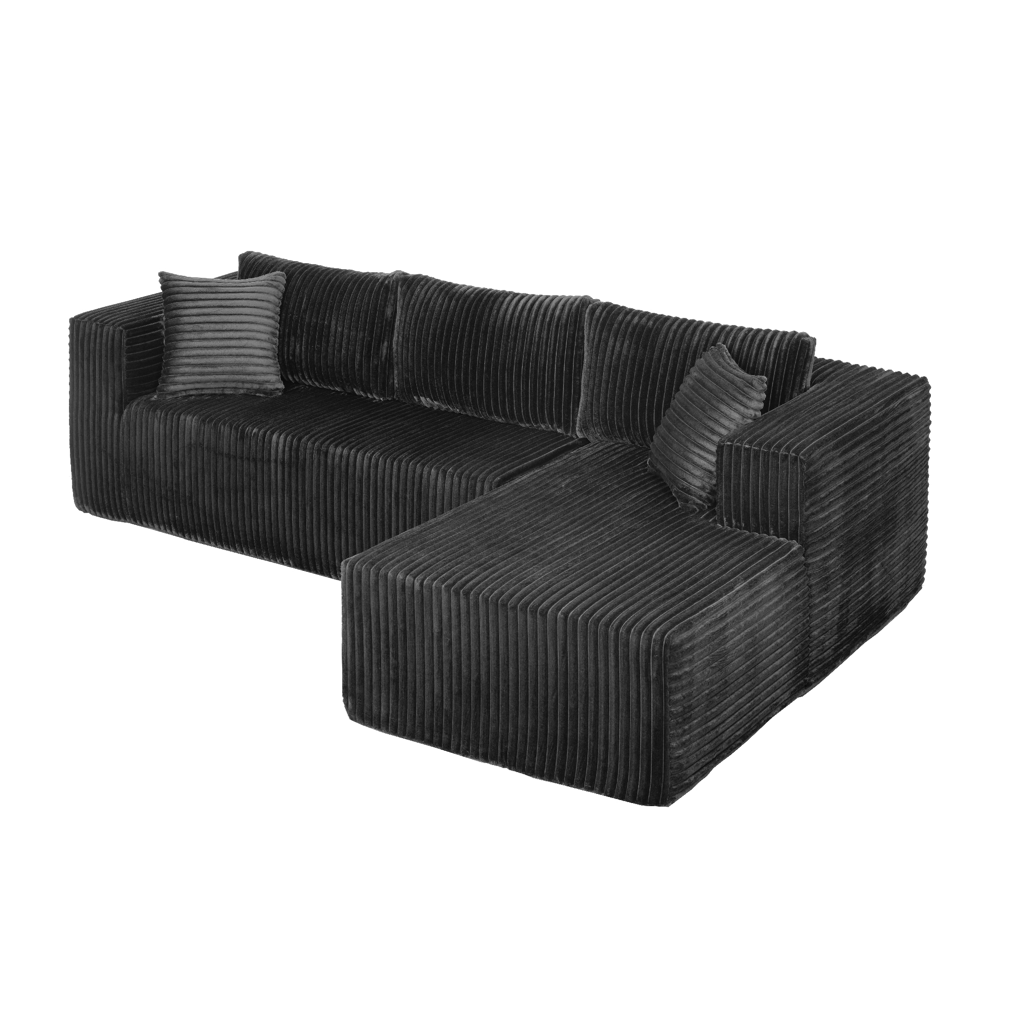 105" L-Shaped Modular Compression Sofa, Plush Upholstery, All-Foam Structure (No Springs), Vacuum-Packed, Space-Saving for Living Room, Bedroom, Apartment (Left Chaise) - Image 2