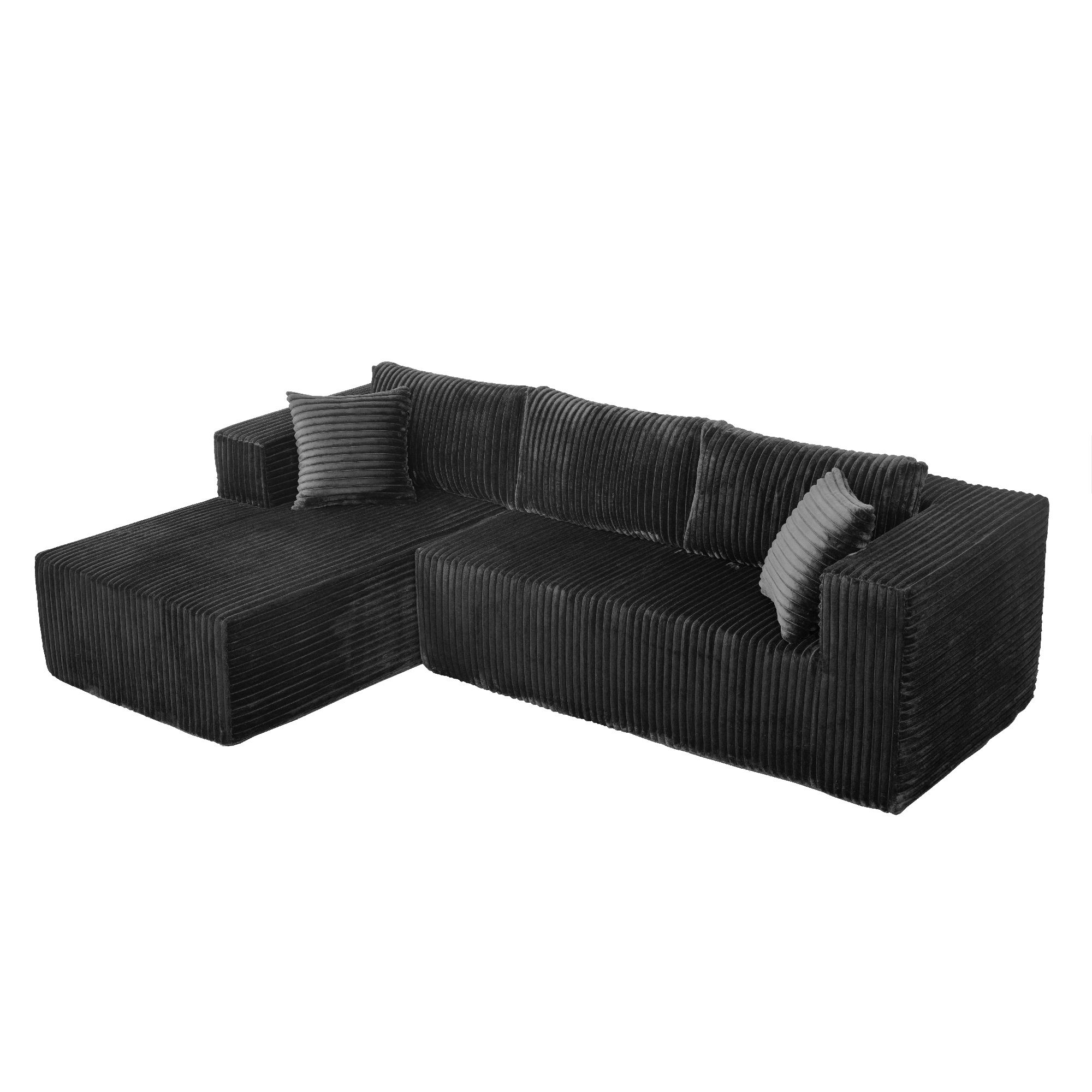 105" L-Shaped Modular Compression Sofa, Plush Upholstery, All-Foam Structure (No Springs), Vacuum-Packed, Space-Saving for Living Room, Bedroom, Apartment (Right Chaise) - Image 2
