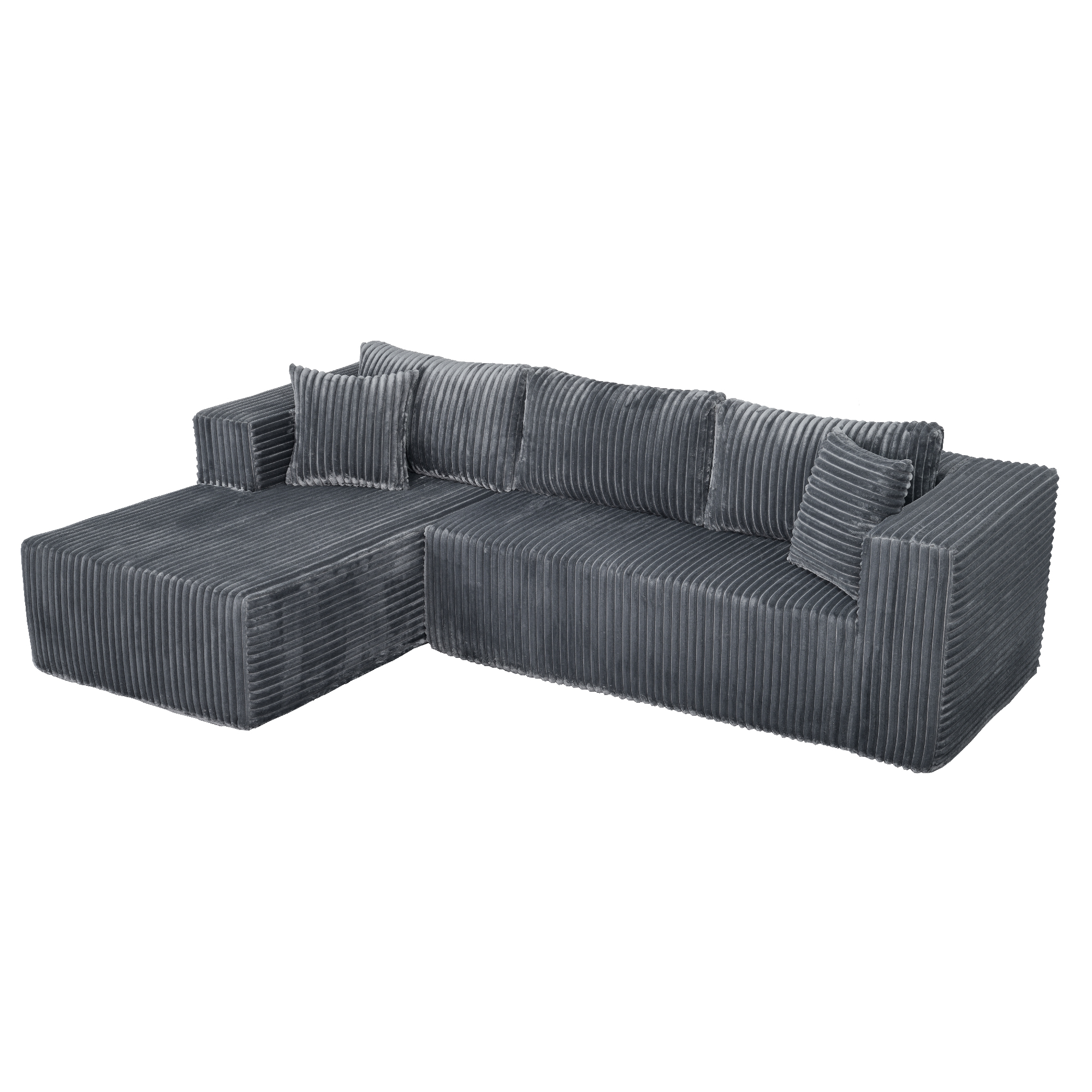 105" L-Shaped Modular Compression Sofa, Plush Upholstery, All-Foam Structure (No Springs), Vacuum-Packed, Space-Saving for Living Room, Bedroom, Apartment (Right Chaise) - Image 2