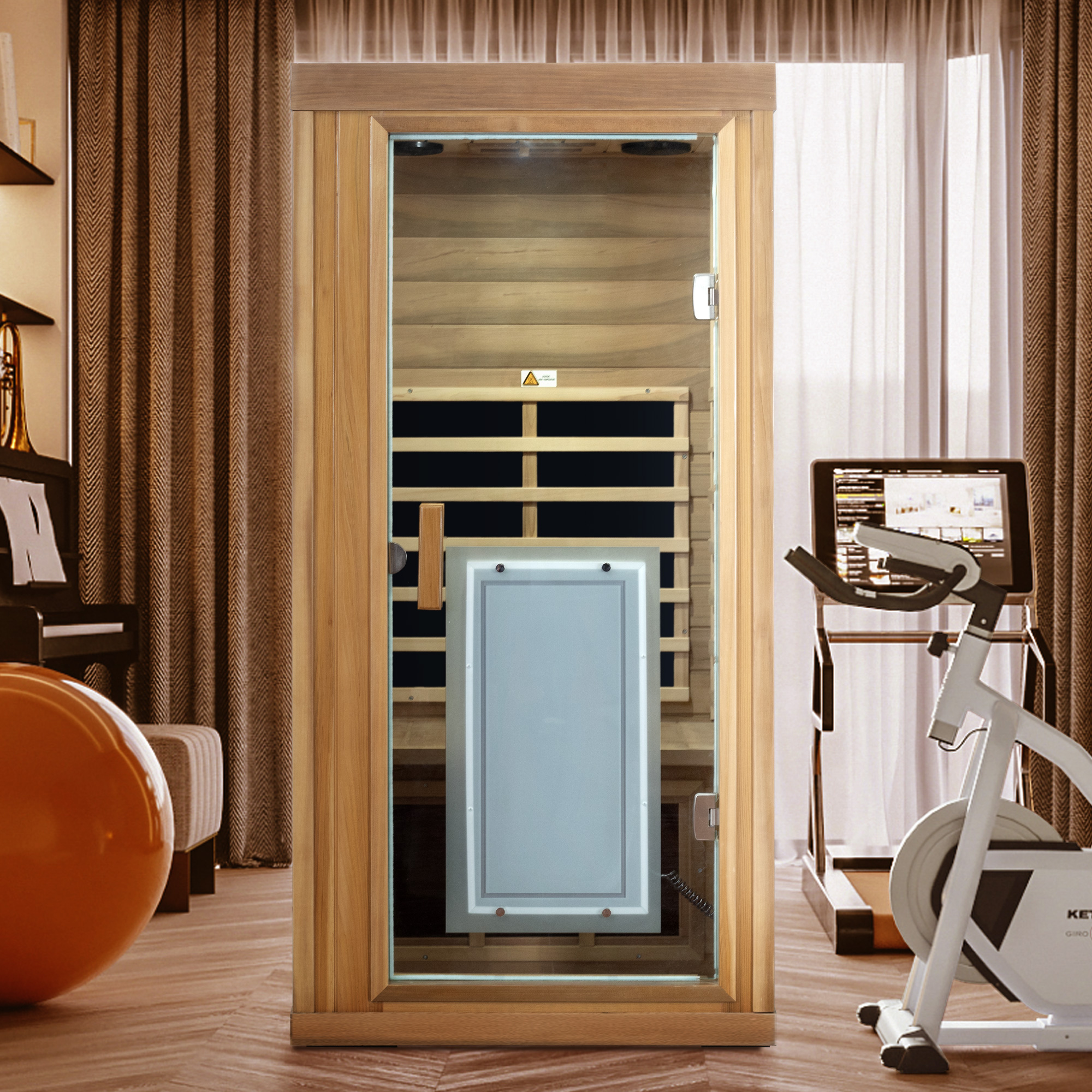 One person Far infrared red cedar standard indoor sauna room (Front & Rear & Left & Right) - Image 3