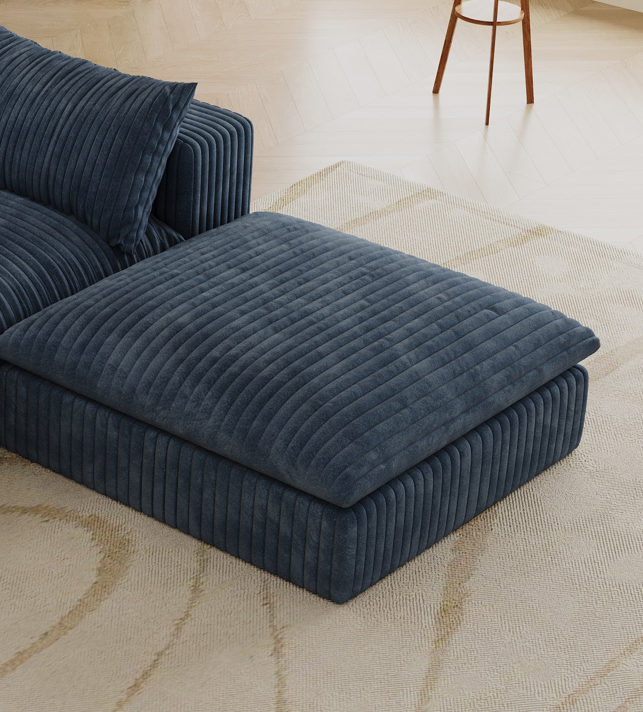 Cloud Sofa,Corduroy Fabric,Deep Seat Couches,Double-layer design,Removable Cushion,No Assembly, DIY Combination for Living room, Bedroom,Conference room ,Apartment,Blue - Image 2