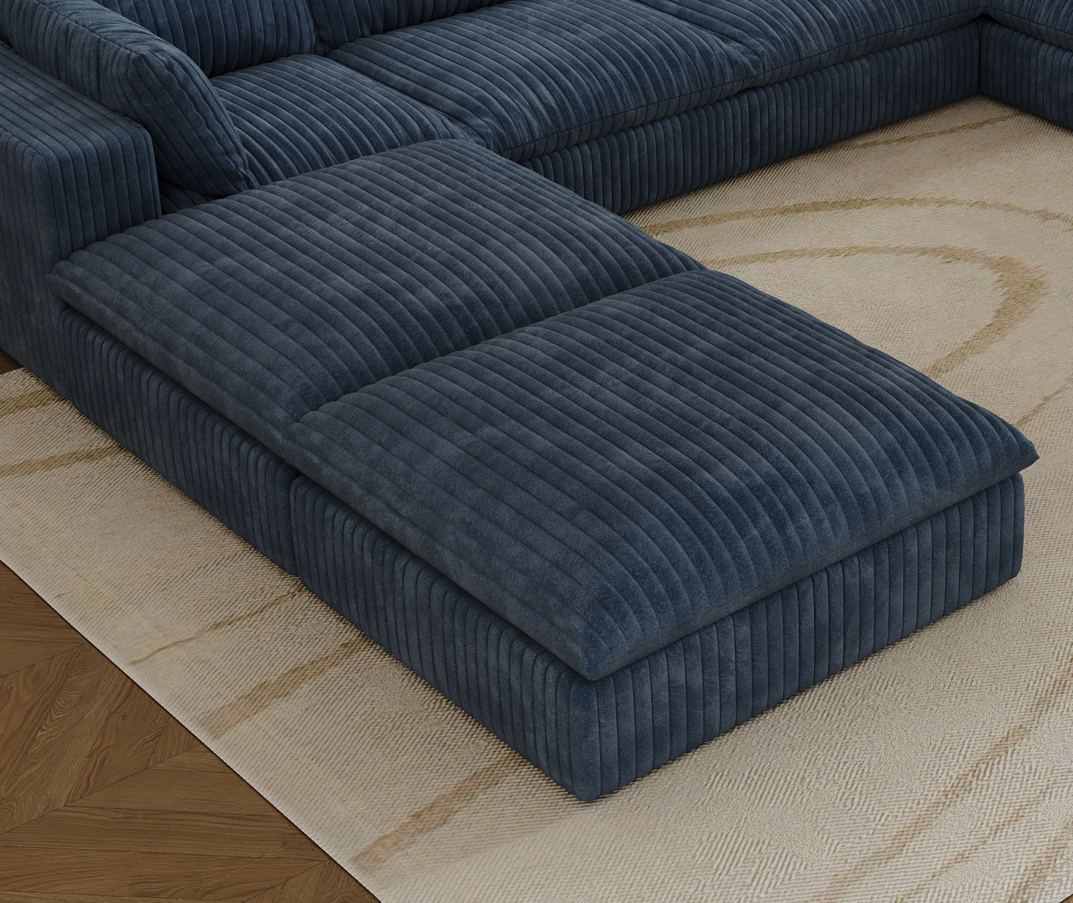 Cloud Sofa,Corduroy Fabric,Deep Seat Couches,Double-layer design,Removable Cushion,No Assembly, DIY Combination for Living room, Bedroom,Conference room ,Apartment,Blue - Image 4