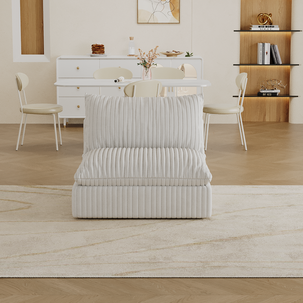Cloud Sofa,Corduroy Fabric,Deep Seat Couches,Double-layer design,Removable Cushion,No Assembly, DIY Combination for Living room, Bedroom,Conference room ,Apartment,White - Image 1