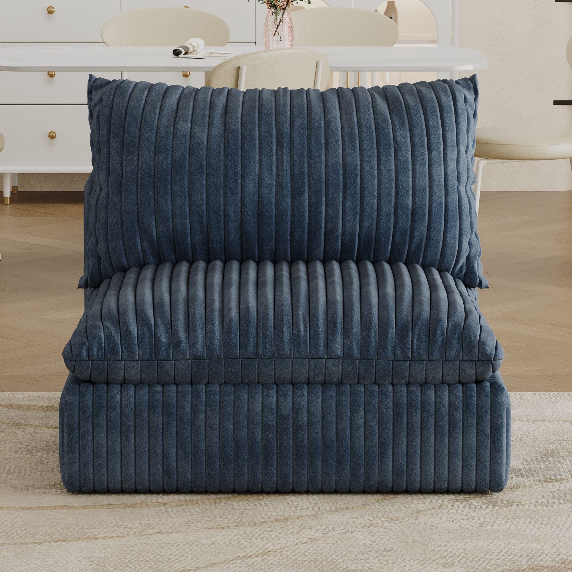 Cloud Sofa,Corduroy Fabric,Deep Seat Couches,Double-layer design,Removable Cushion,No Assembly, DIY Combination for Living room, Bedroom,Conference room ,Apartment,Blue - Image 2