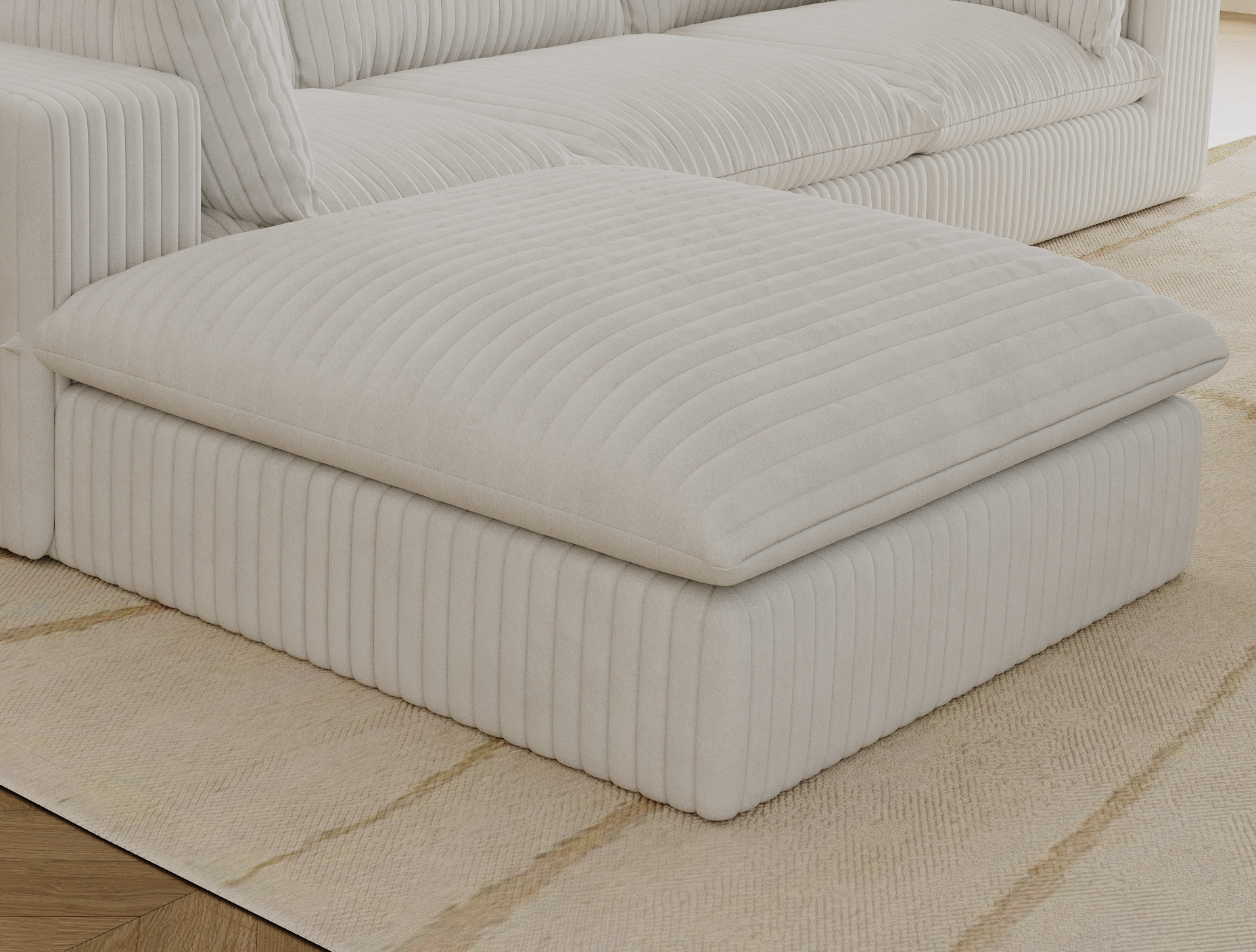 Cloud Sofa,Corduroy Fabric,Deep Seat Couches,Double-layer design,Removable Cushion,No Assembly, DIY Combination for Living room, Bedroom,Conference room ,Apartment,White - Image 2