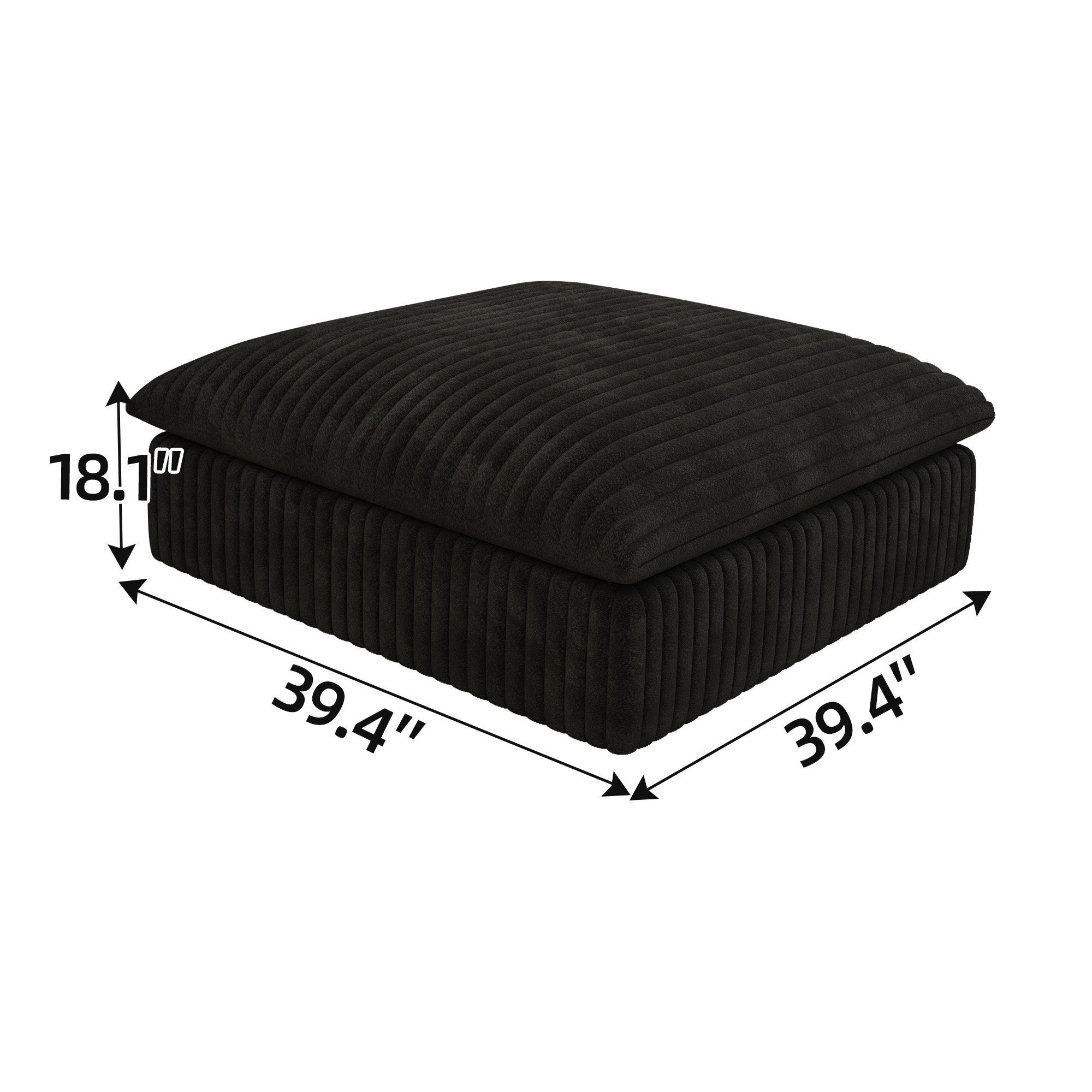 Cloud Sofa,Corduroy Fabric,Deep Seat Couches,Double-layer design,Removable Cushion,No Assembly, DIY Combination for Living room, Bedroom,Conference room ,Apartment,Black - Image 3