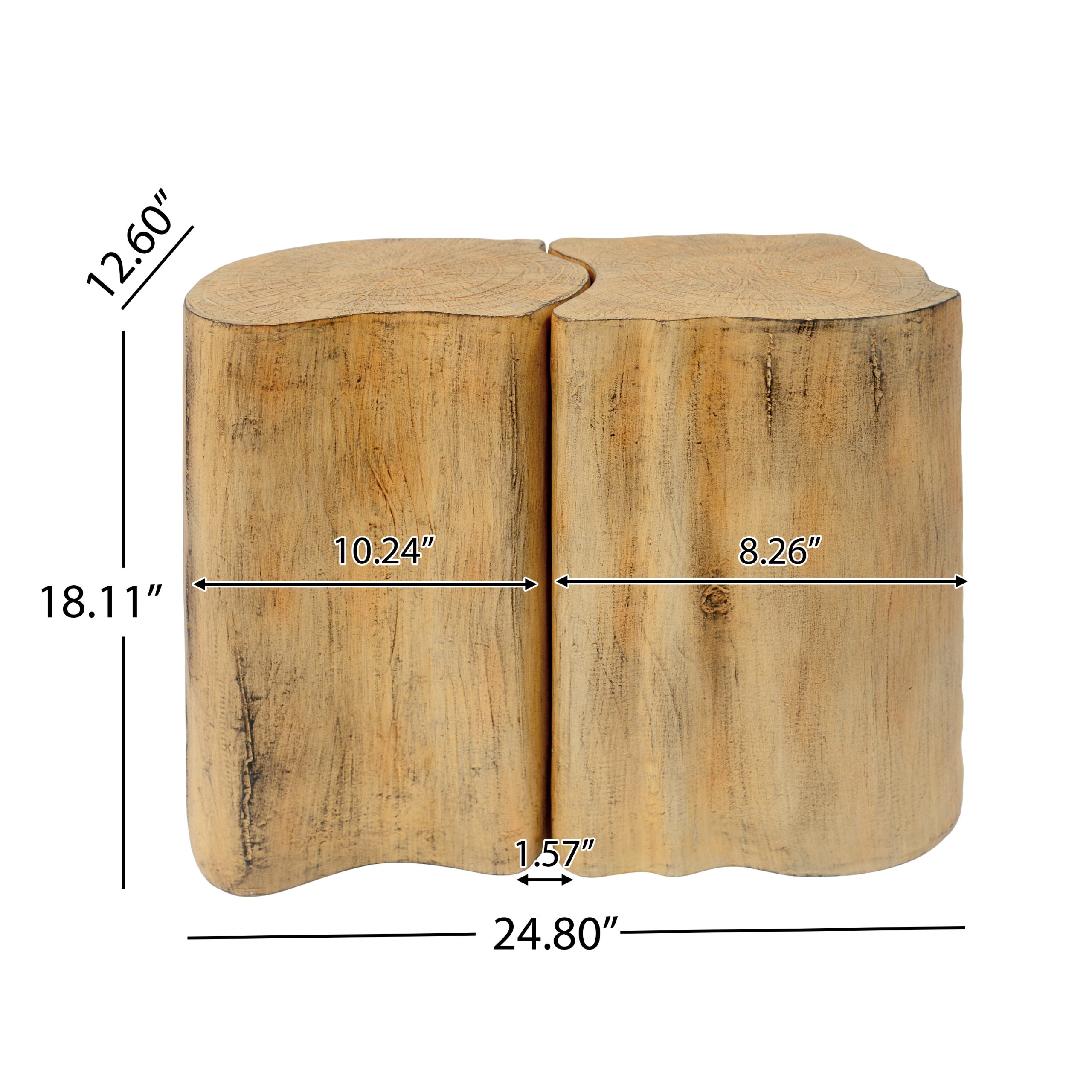 2-in-1 Irregular MGO End Table, Split Design, Small Space Friendly,Indoor Outdoor Use,Natural Color - Image 5
