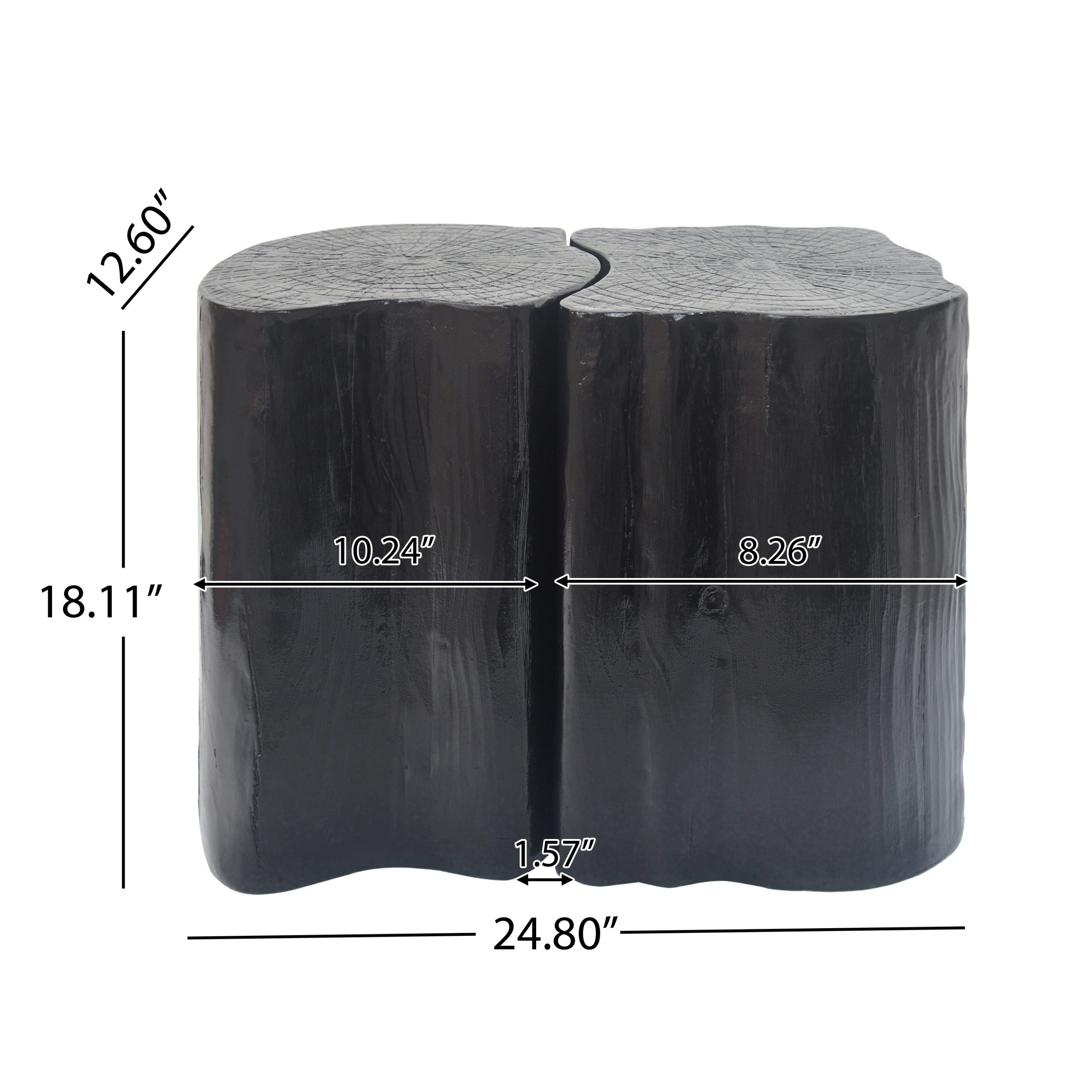 2-in-1 Irregular MGO End Table, Split Design, Small Space Friendly,Indoor Outdoor Use,Black Color - Image 5