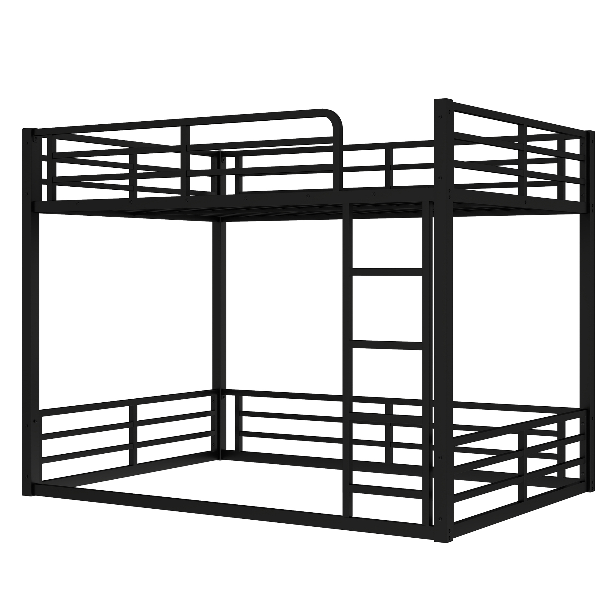 Metal Bunk Bed, Full XL over Full XL Floor Bunk Bed Frame,Heavy-Duty Bunk Bed for Kids, Teens, Adults, Noise-reduced Design, Black - Image 4