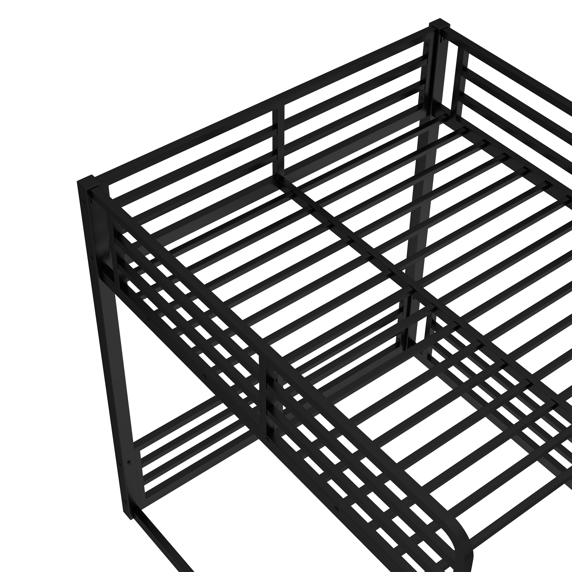 Metal Bunk Bed, Full XL over Full XL Floor Bunk Bed Frame,Heavy-Duty Bunk Bed for Kids, Teens, Adults, Noise-reduced Design, Black - Image 5