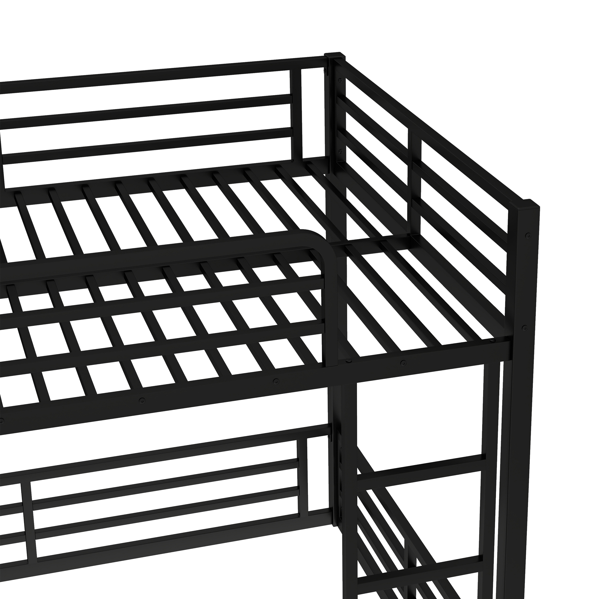 Metal Bunk Bed, Full XL over Full XL Floor Bunk Bed Frame,Heavy-Duty Bunk Bed for Kids, Teens, Adults, Noise-reduced Design, Black - Image 6
