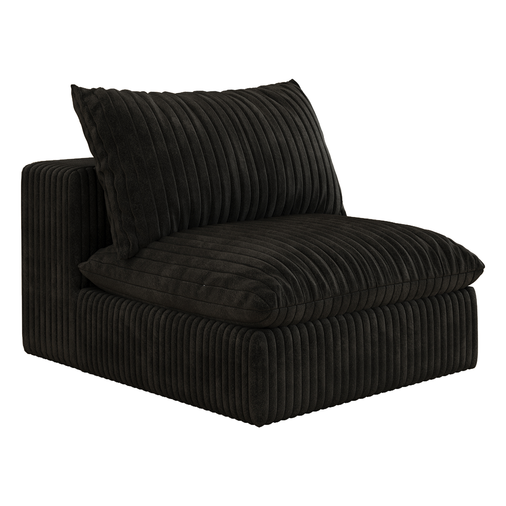 Cloud Sofa,Corduroy Fabric,Deep Seat Couches,Double-layer design,Removable Cushion,No Assembly, DIY Combination for Living room, Bedroom,Conference room ,Apartment,Black - Image 5