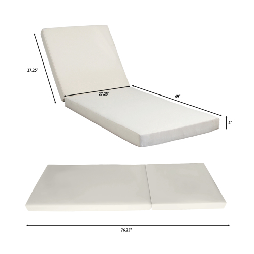 LOUNGE CHAISE SET, ACACIA SOLID WOOD WITH LOUNGE CUSHION (Cream) - Matching Dark Grey Version Available - Image 3