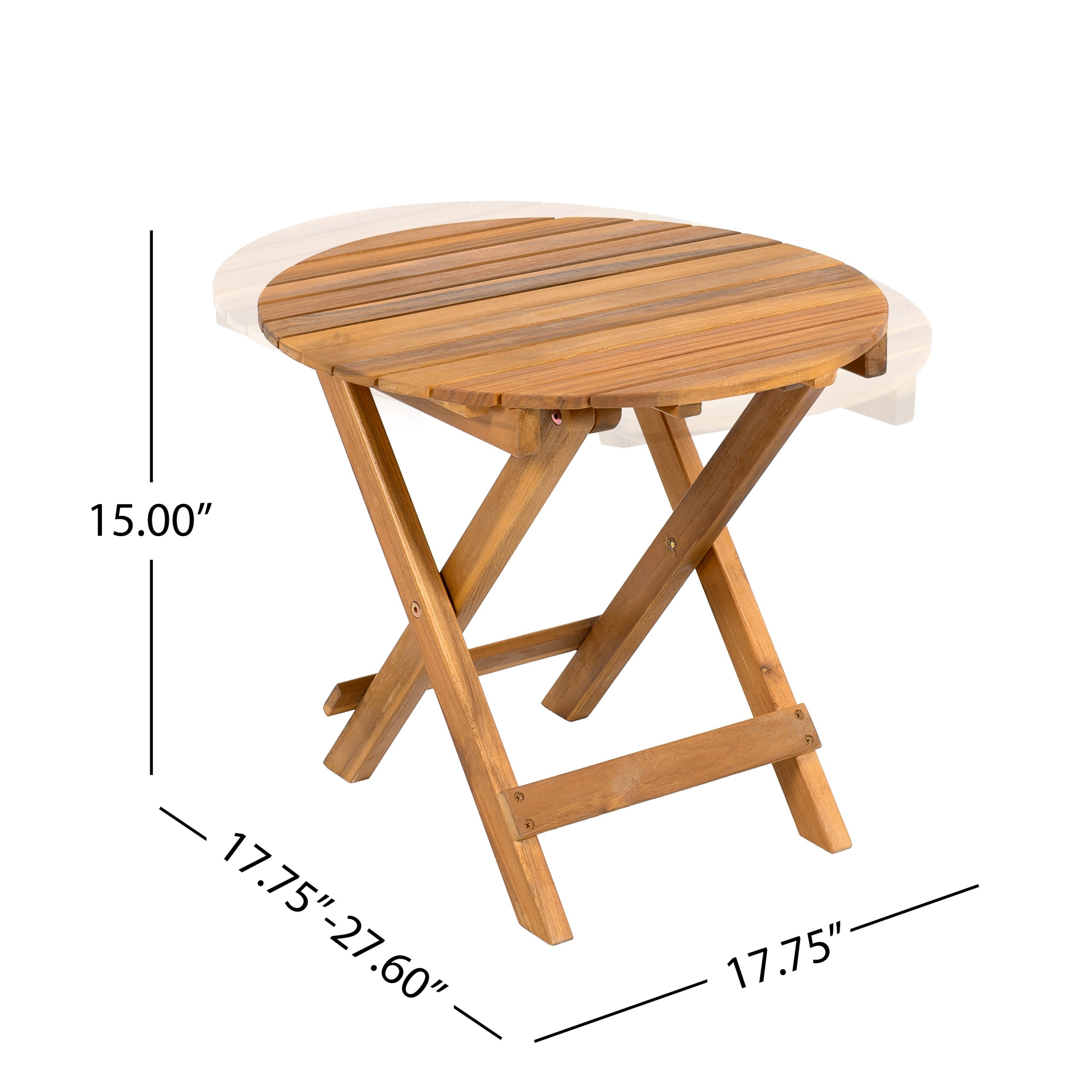 NO INSTALLATION REQUIRED, FOLDABLE AND ADJUSTABLE OUTDOOR ACACIA WOOD SIDE TABLE (TEAK FINISH) - Image 3
