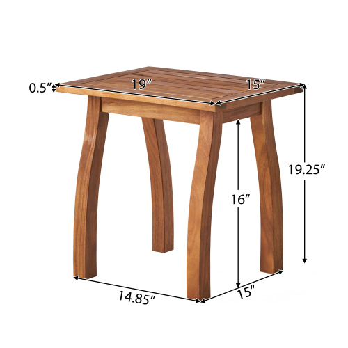 Patio Conversation Set, Outdoor Wood Leisure Seat(Set of 2),Armchair with Cushions,Selma Acacia Wood End Table ,Teak Finish,Beige cushion - Image 3