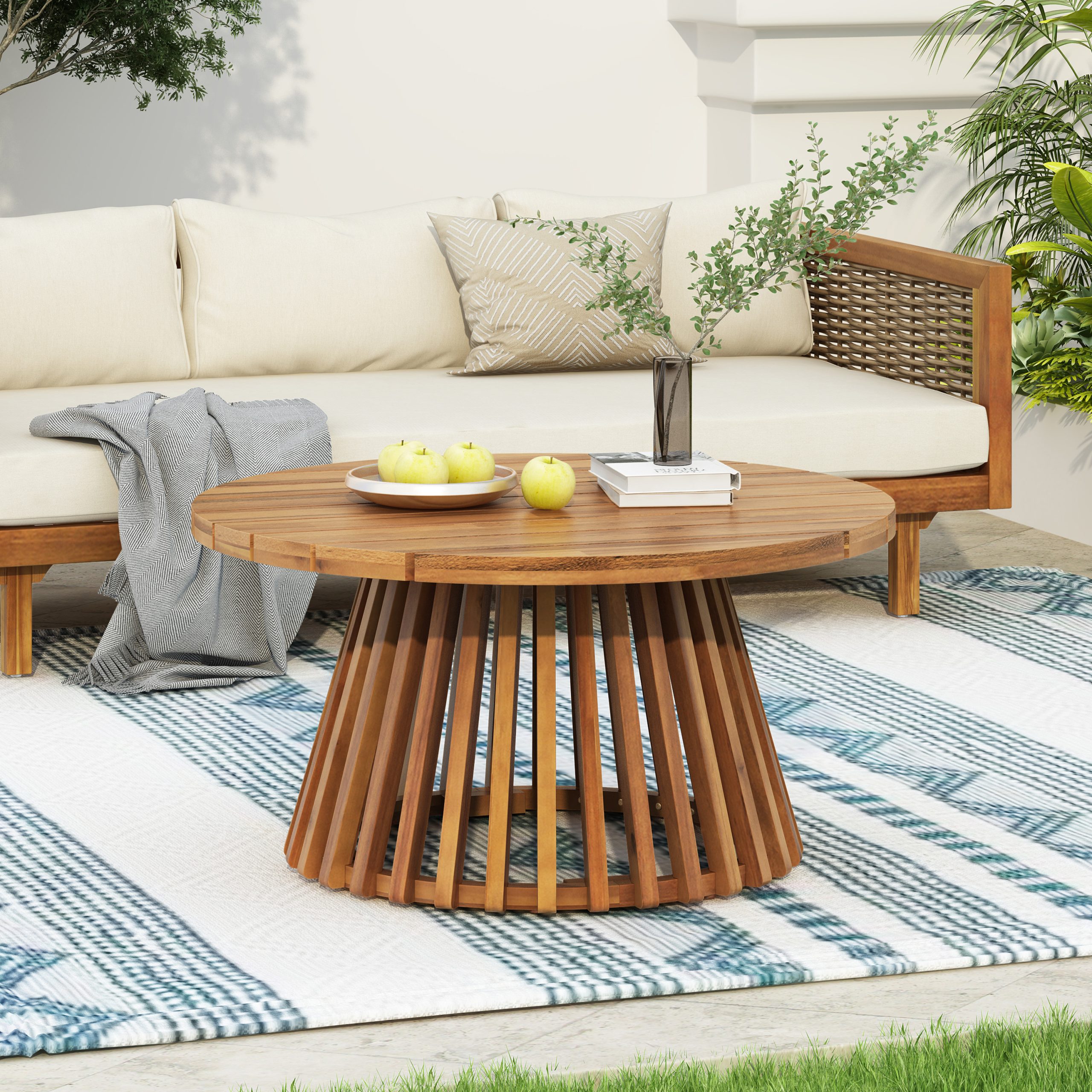Wicker Patio Furniture Set Outdoor Rattan Sectional Sets Conversation Set - Weather-Resistant, for Garden, Patio & Deck(with Water Resistant Thick Dark Teal Cushions) - Image 5