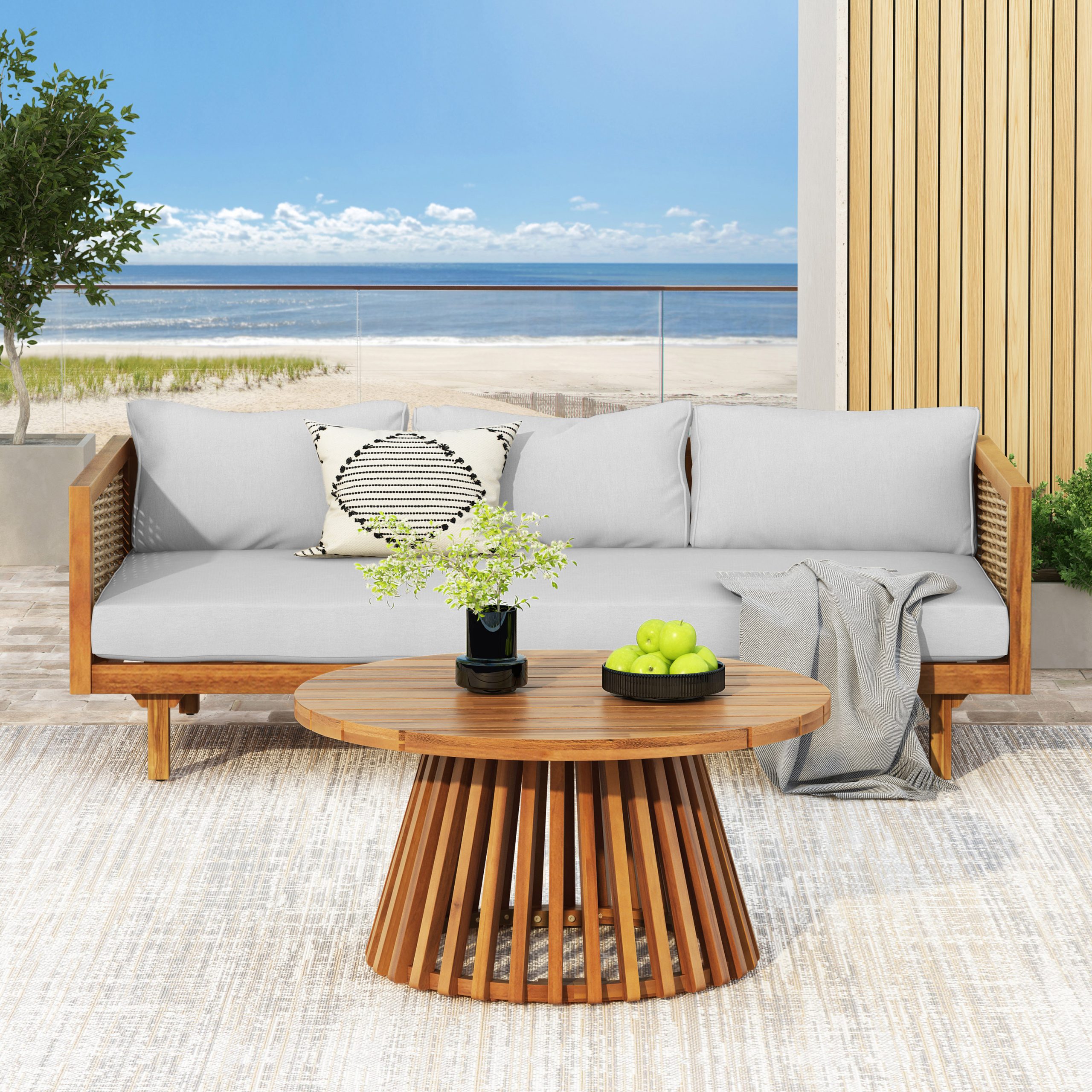 Wicker Patio Furniture Set Outdoor Rattan Sectional Sets Conversation Set - Weather-Resistant, for Garden, Patio & Deck(with Water Resistant Thick Light Gray Cushions) - Image 4