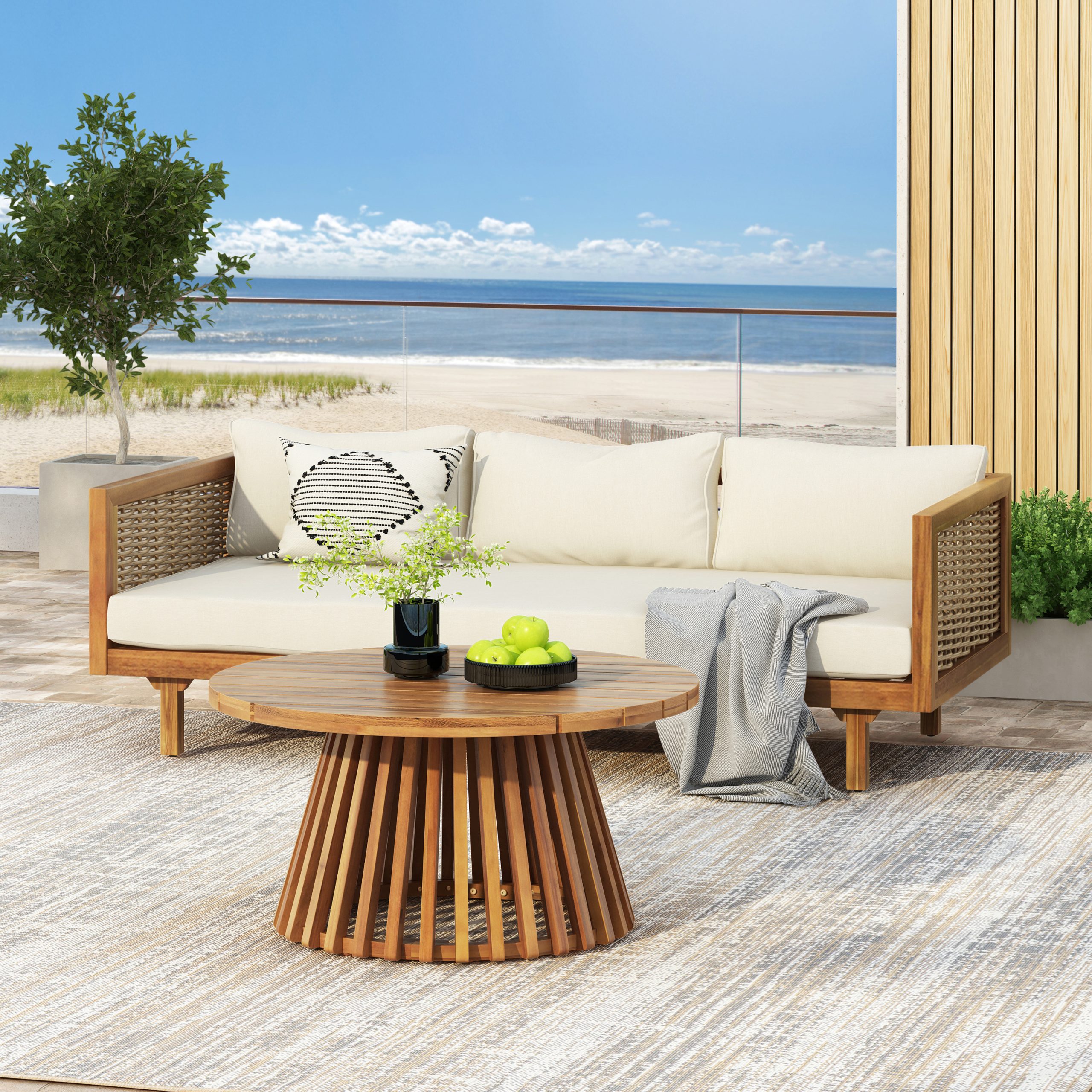 Wicker Patio Furniture Set Outdoor Rattan Sectional Sets Conversation Set - Weather-Resistant, for Garden, Patio & Deck(with Water Resistant Thick Beige Cushions) - Image 4
