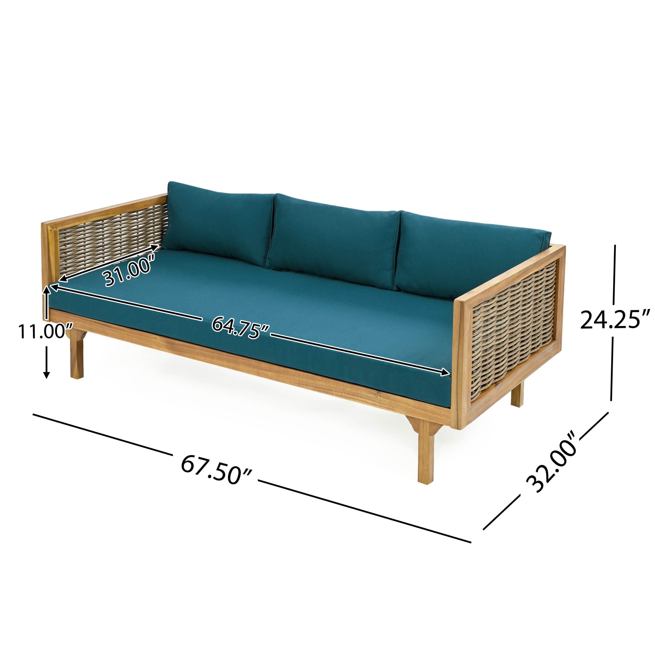 Wicker Patio Furniture Set Outdoor Rattan Sectional Sets Conversation Set - Weather-Resistant, for Garden, Patio & Deck(with Water Resistant Thick Dark Teal Cushions) - Image 2